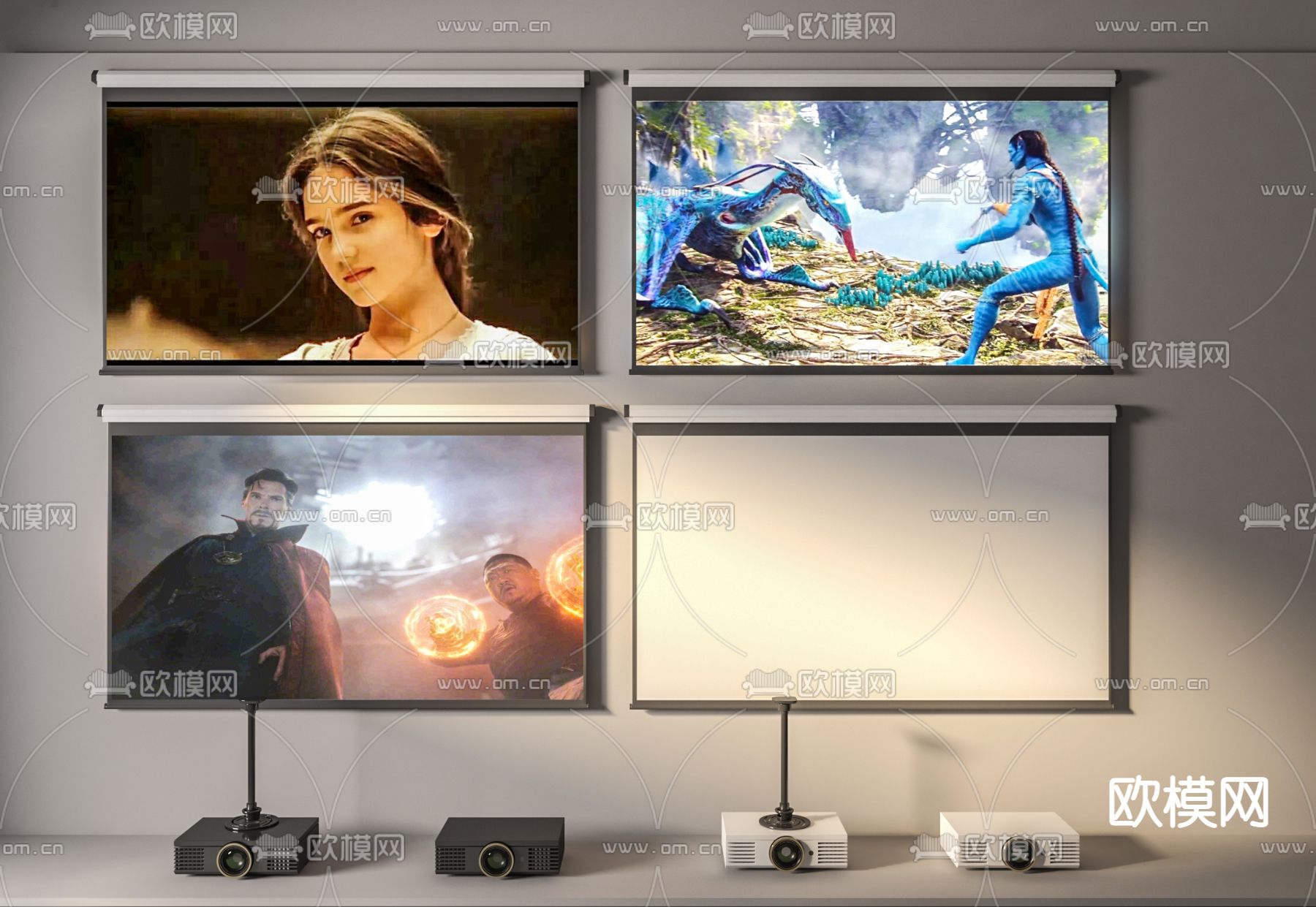 现代投影仪幕布3d模型下载