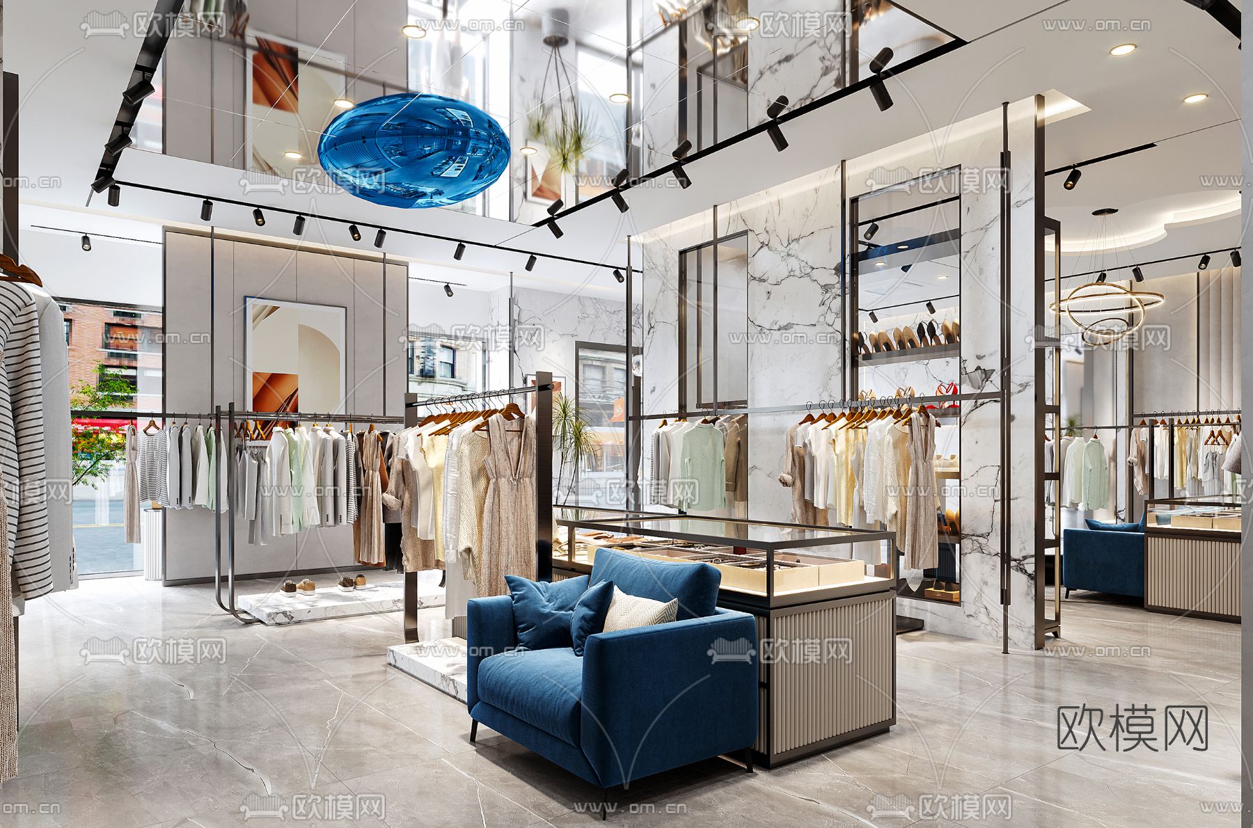 现代轻奢服装店3d模型下载（渲染图2）