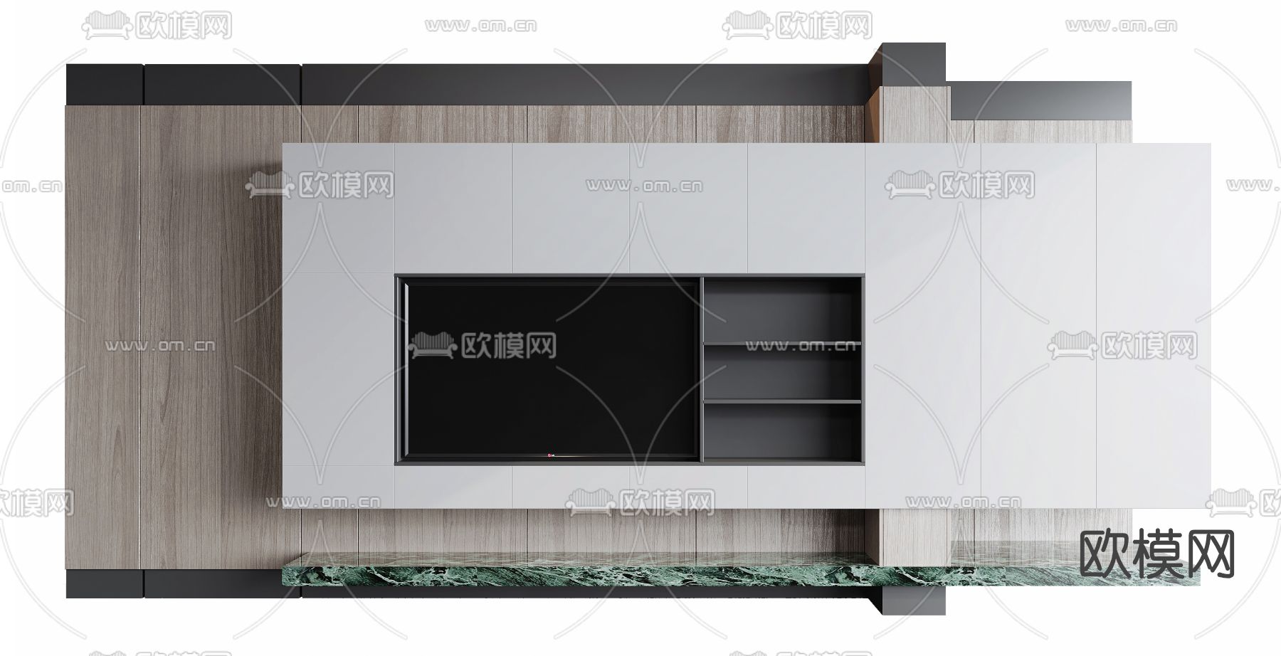 现代电视背景墙su模型下载（渲染图1）