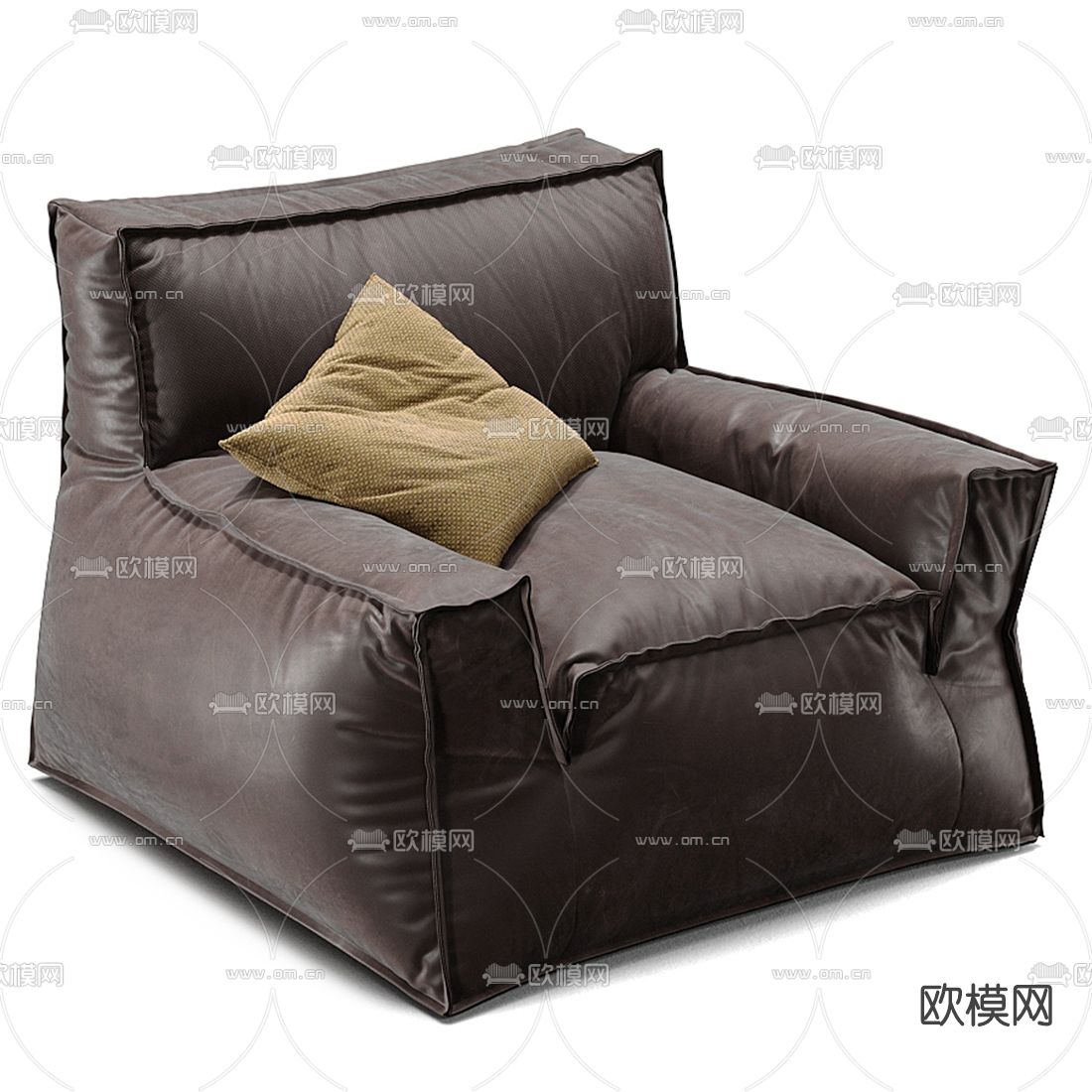现代皮革单人沙发3d模型下载（渲染图2）