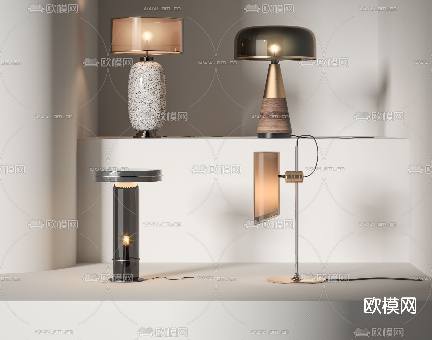 现代轻奢台灯su模型下载（渲染图1）