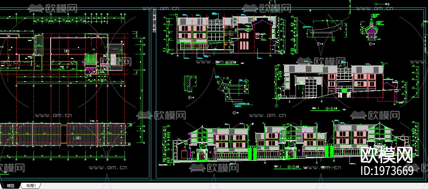 商业街全套cad设计图下载（渲染图3）
