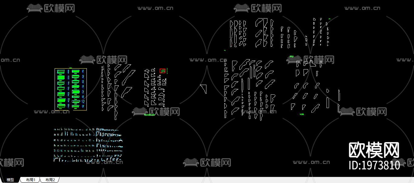 各种线脚表CAD图库下载（渲染图2）