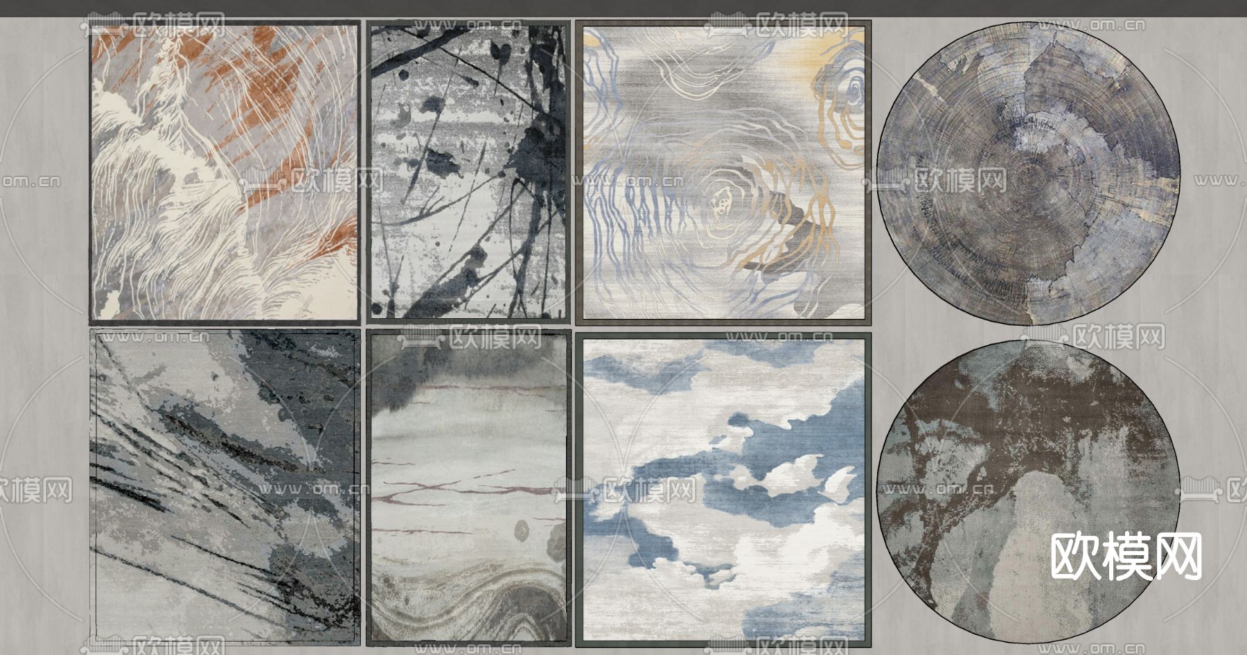 新中式布艺地毯su模型下载（渲染图2）