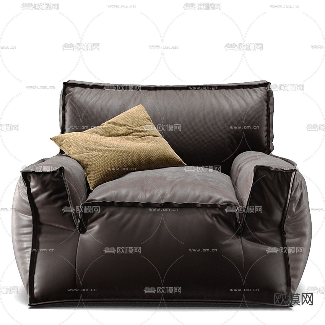 现代皮革单人沙发3d模型下载（渲染图3）