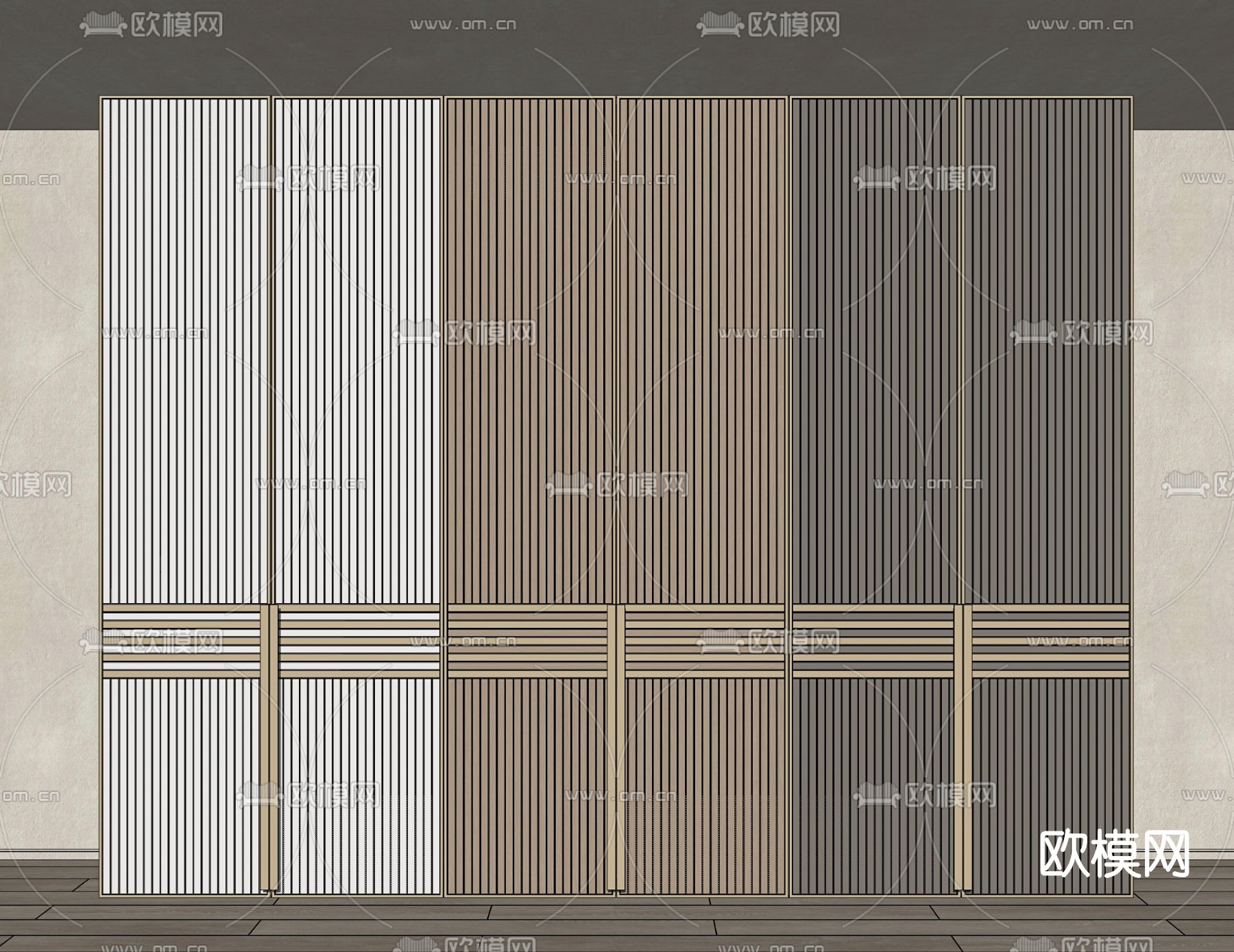 现代轻奢衣柜su模型下载（渲染图2）