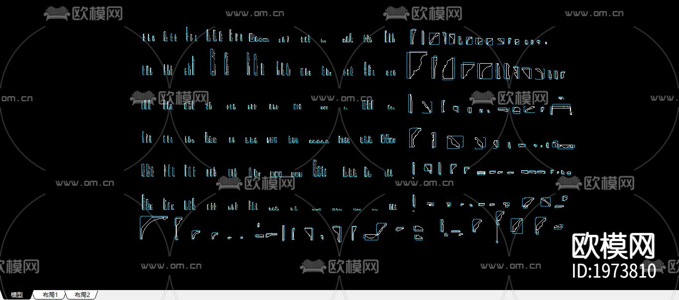 各种线脚表CAD图库下载（渲染图1）