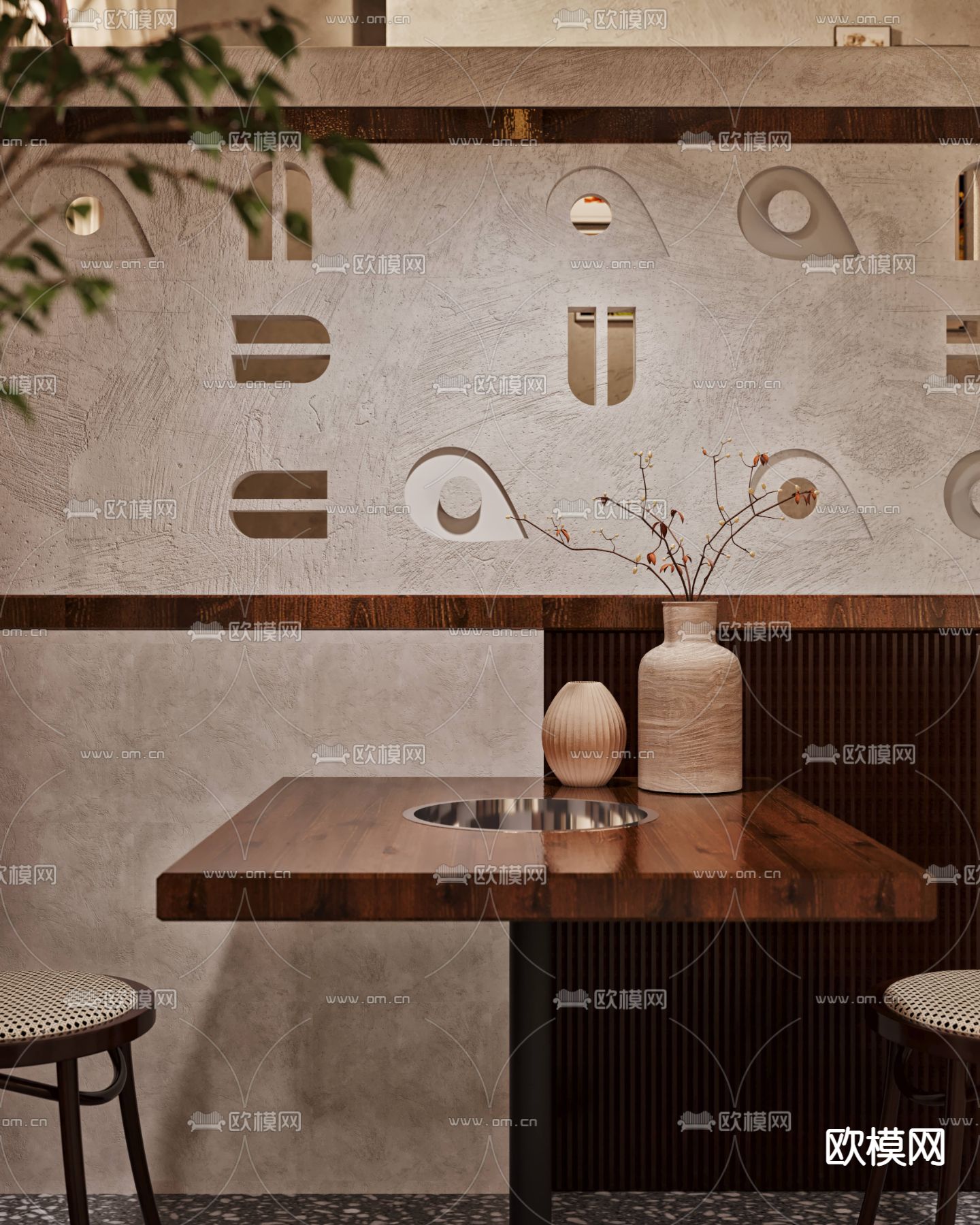 侘寂火锅店3d模型下载（渲染图3）