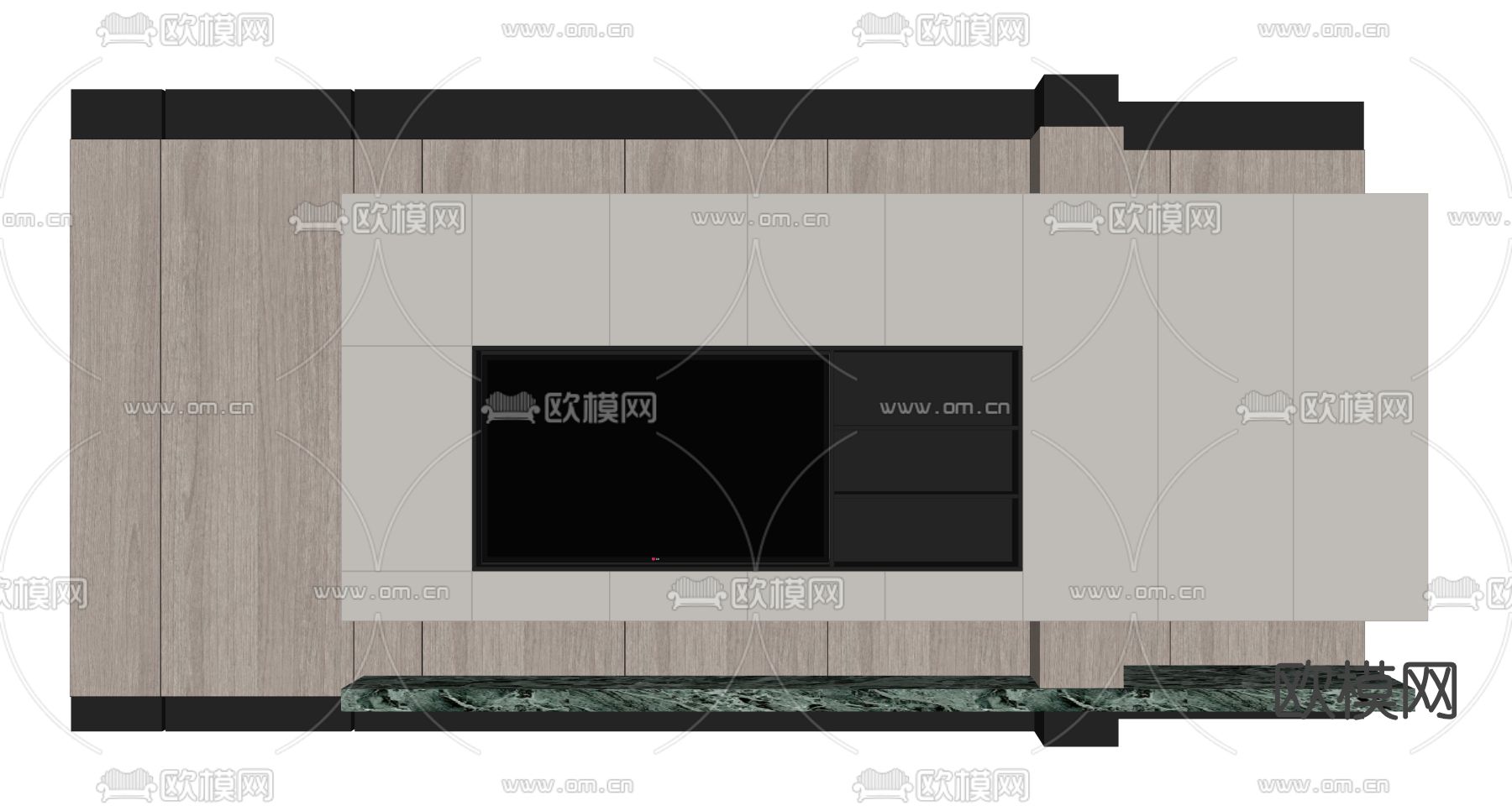 现代电视背景墙su模型下载（渲染图2）