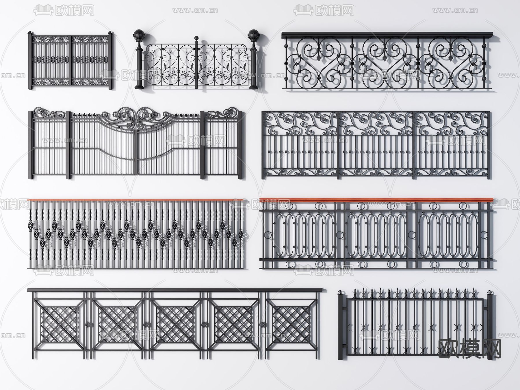 现代栏杆护栏围栏3d模型下载