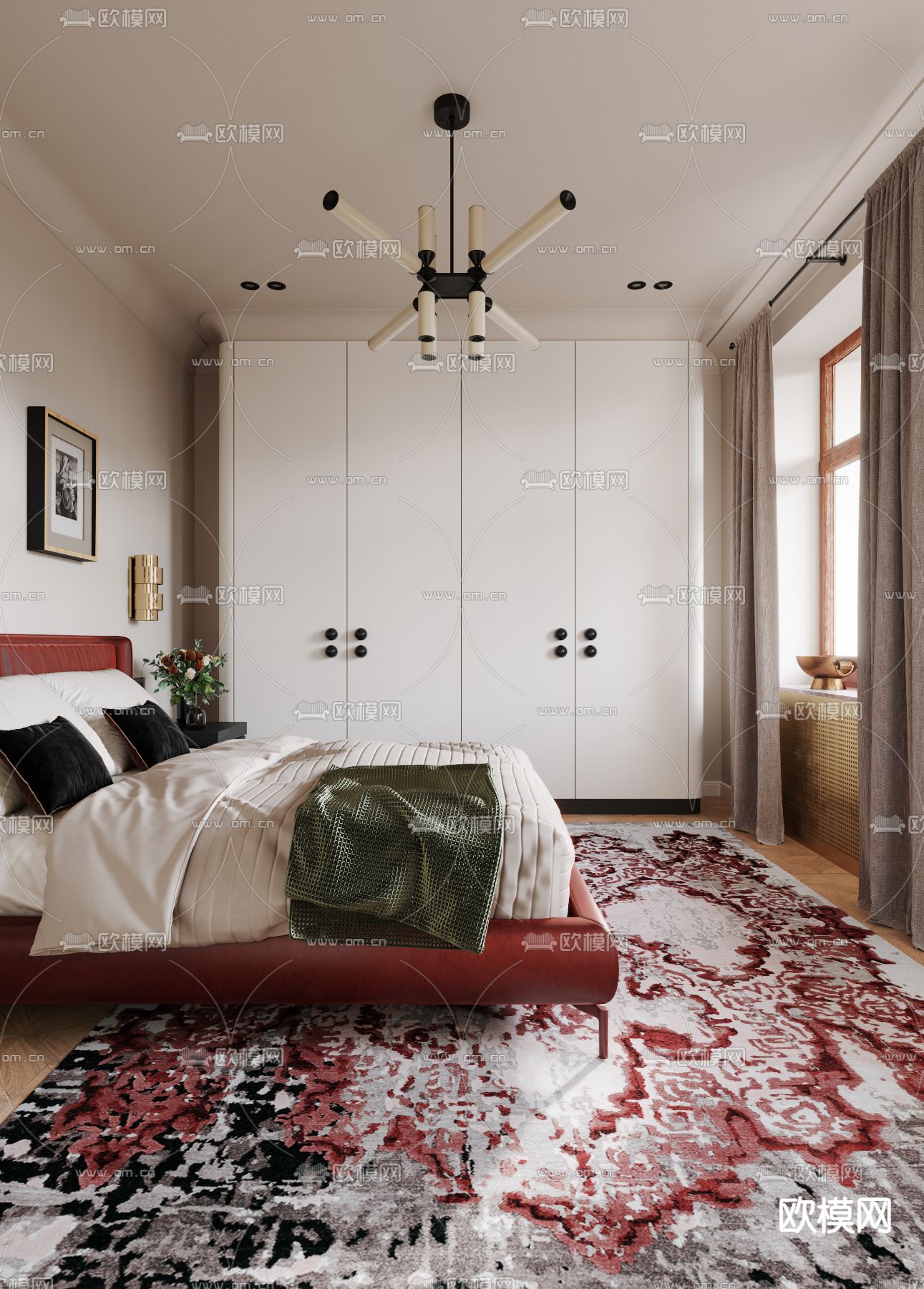 后现代卧室主人房3d模型下载（渲染图2）