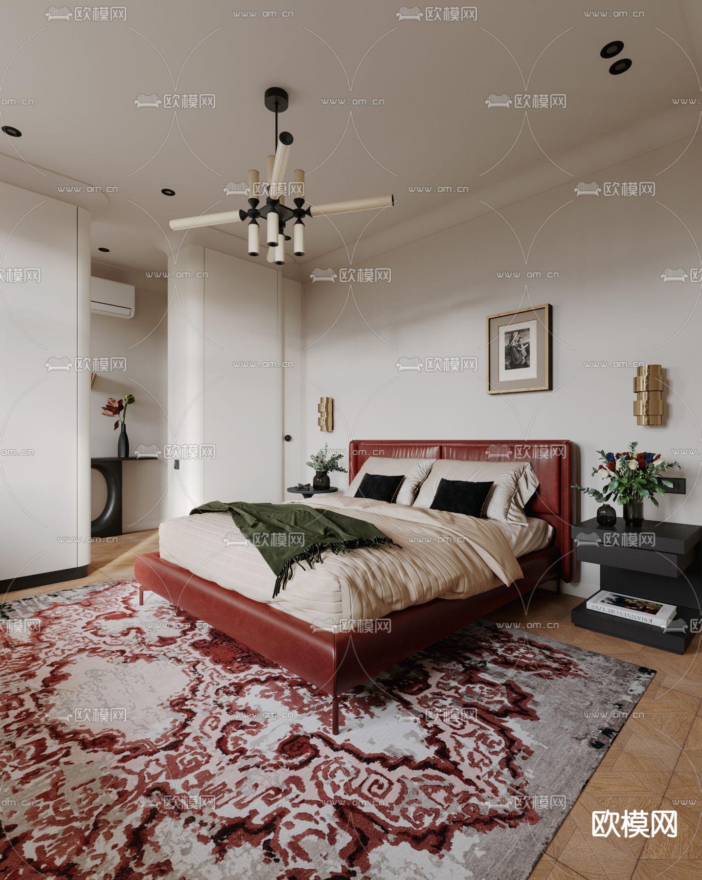 后现代卧室主人房3d模型下载（渲染图1）
