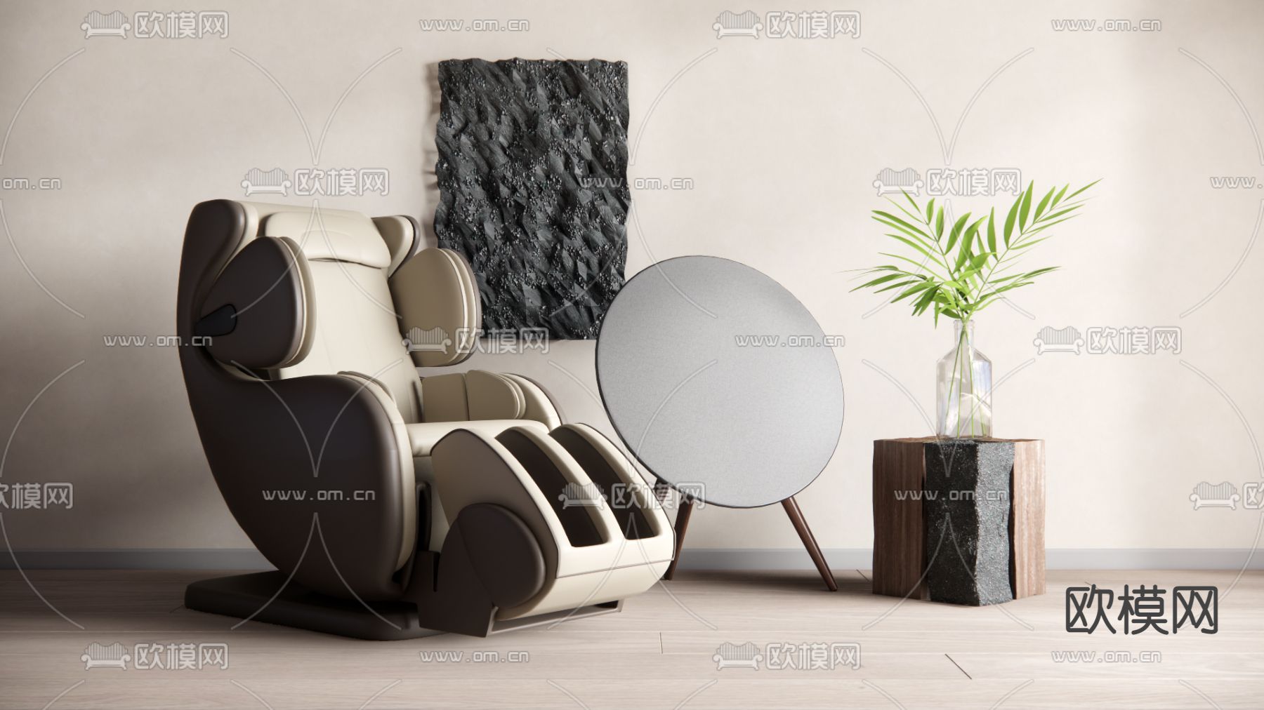 现代按摩椅su模型下载（渲染图1）