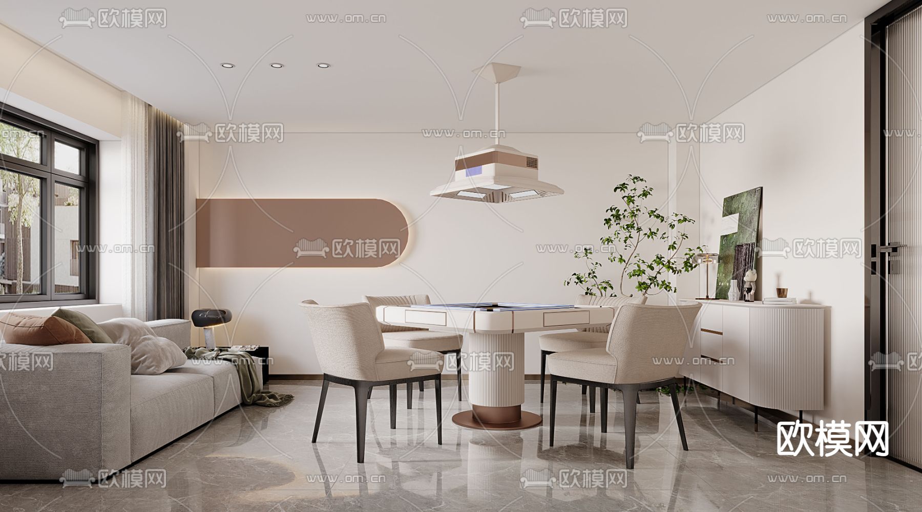 现代棋牌室免费3d模型下载