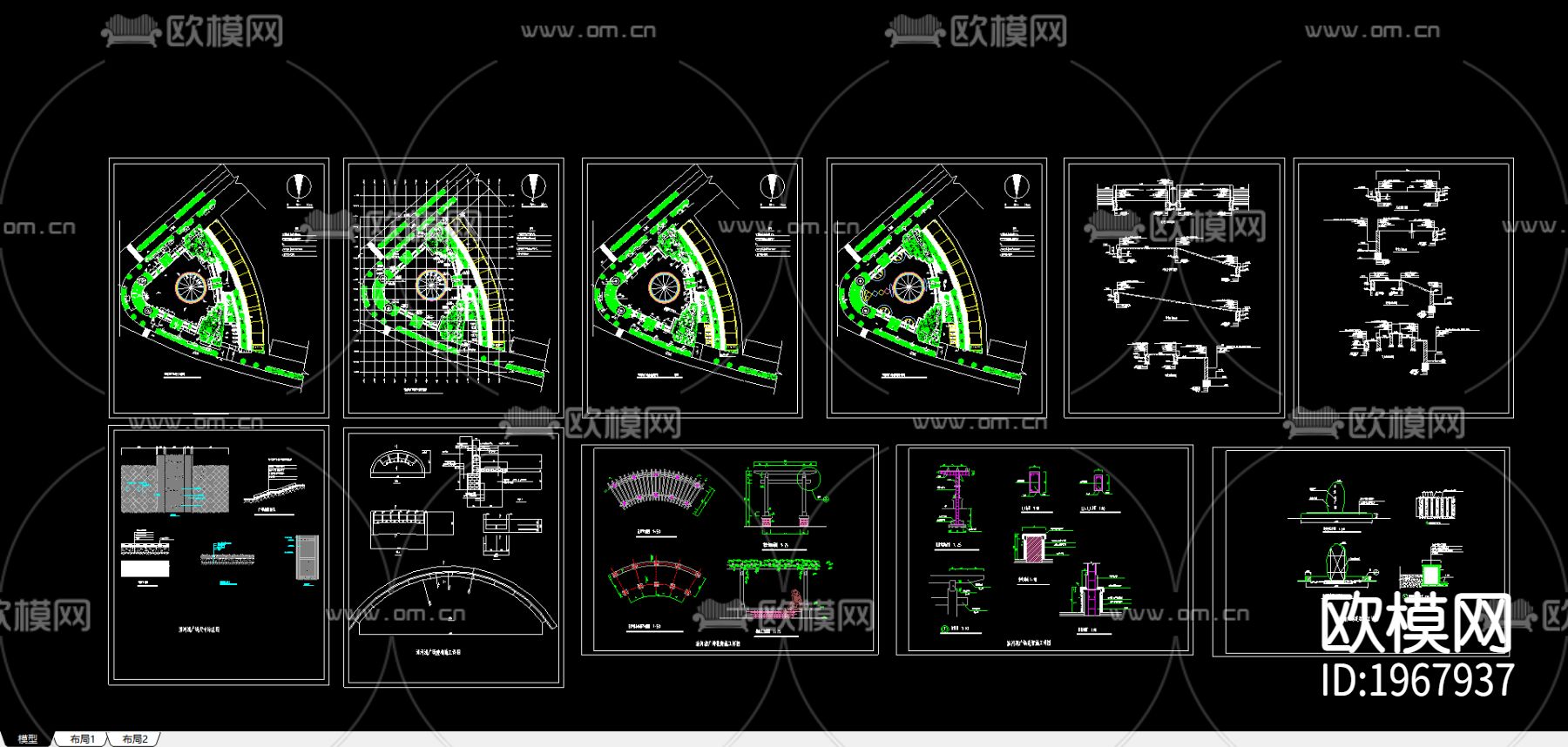 淮河源广场CAD施工图下载（渲染图1）