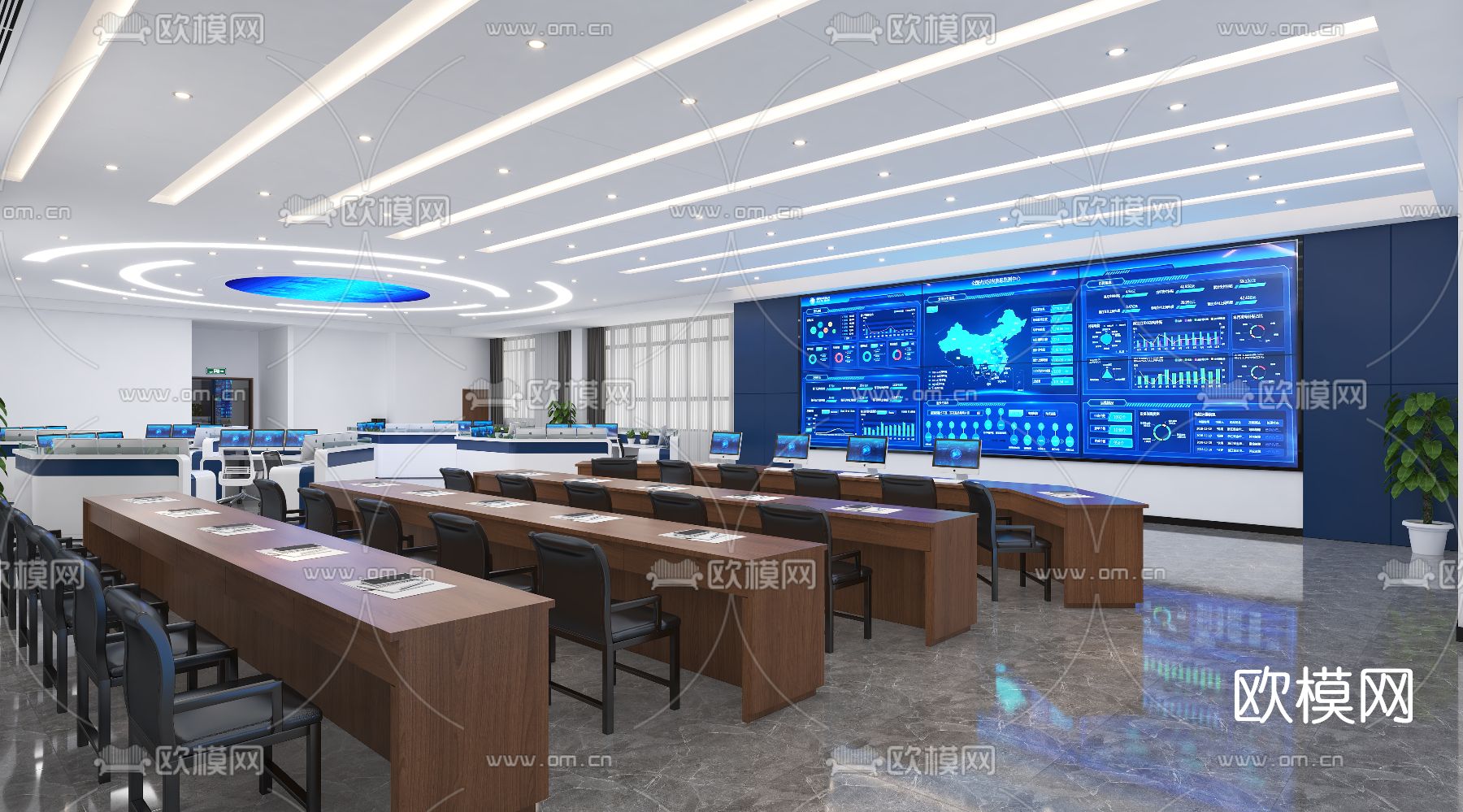 现代气象局监控室指挥中心3d模型
