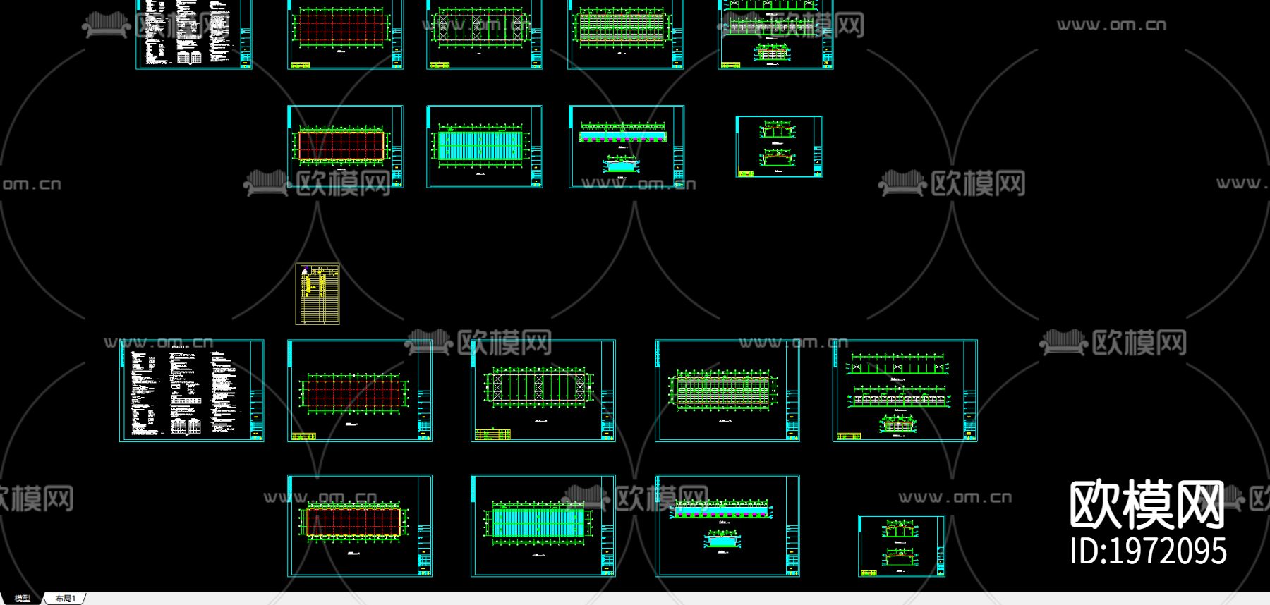 南京金太阳石材城工程CAD图下载（渲染图3）