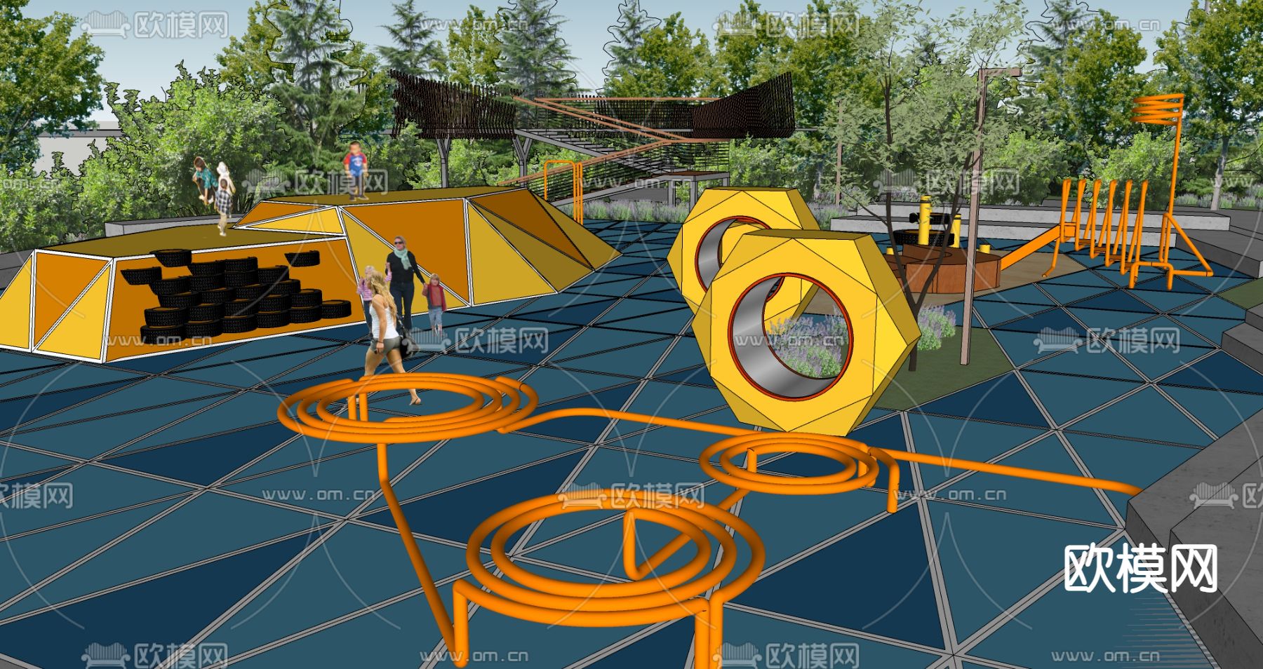 现代儿童主题游乐园su模型下载（渲染图1）