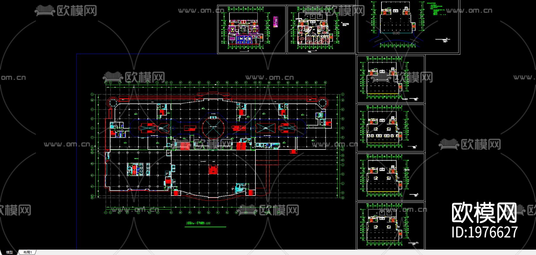 办公楼cad施工图下载（渲染图1）
