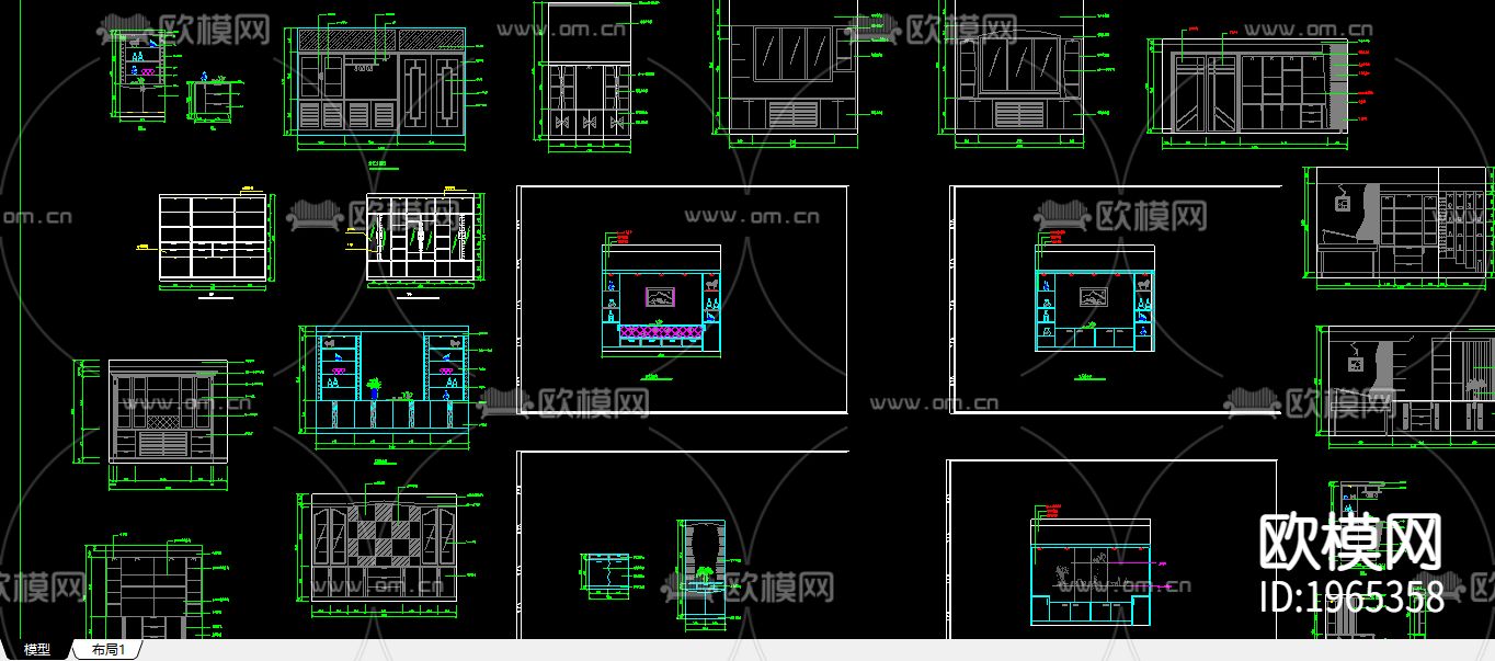 酒柜cad图块下载（渲染图2）