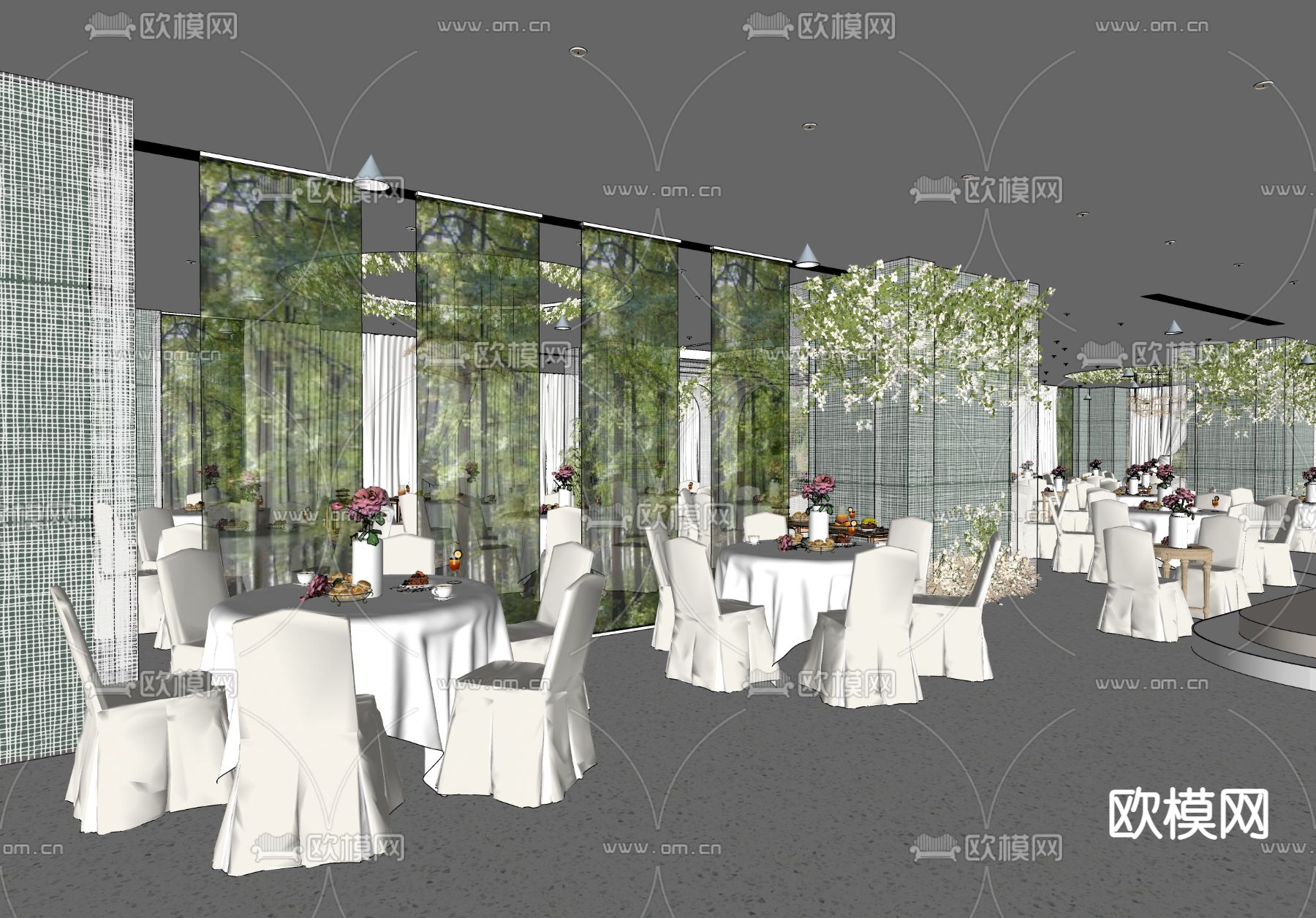 欧式宴会厅su模型下载（渲染图3）