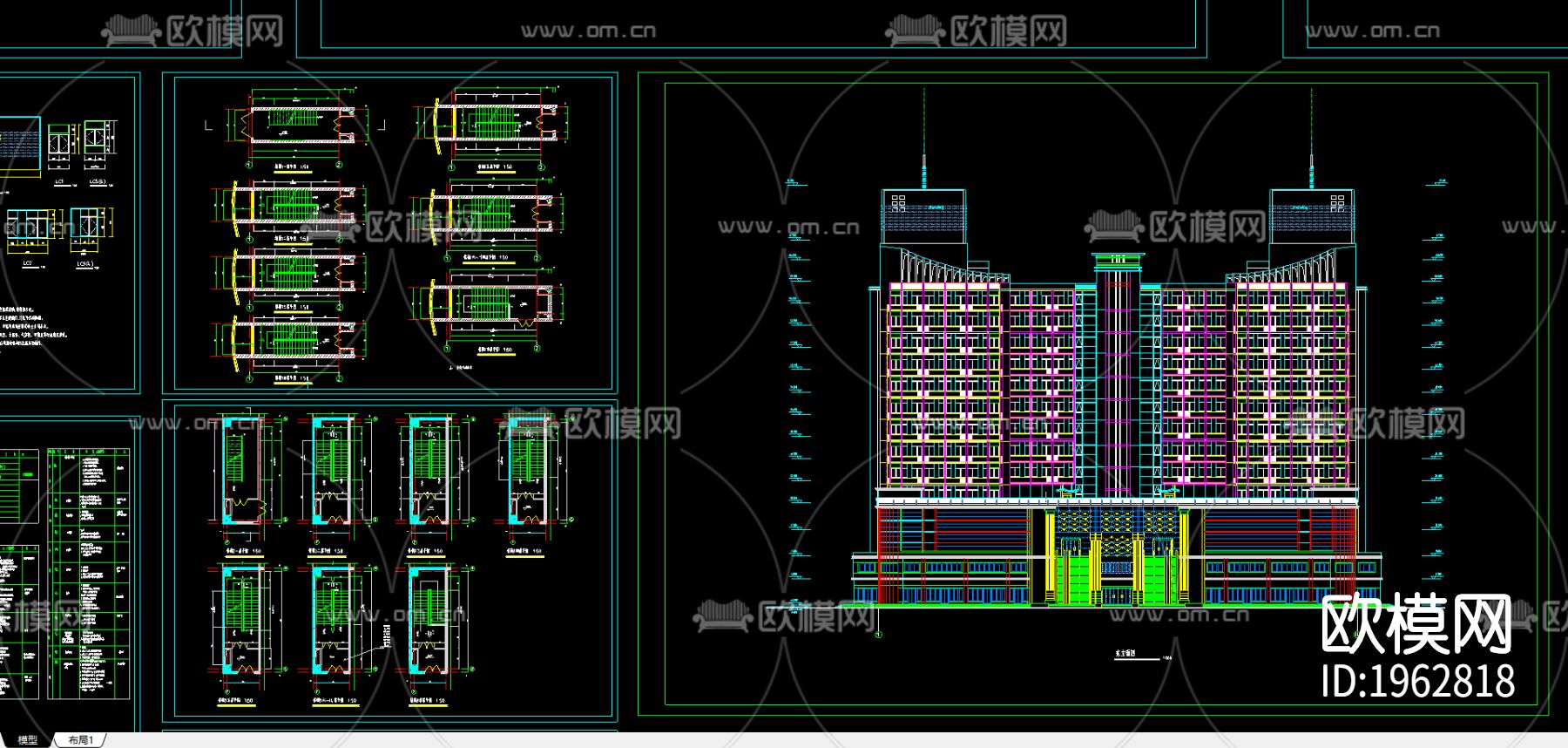 广场建筑cad图纸下载（渲染图2）