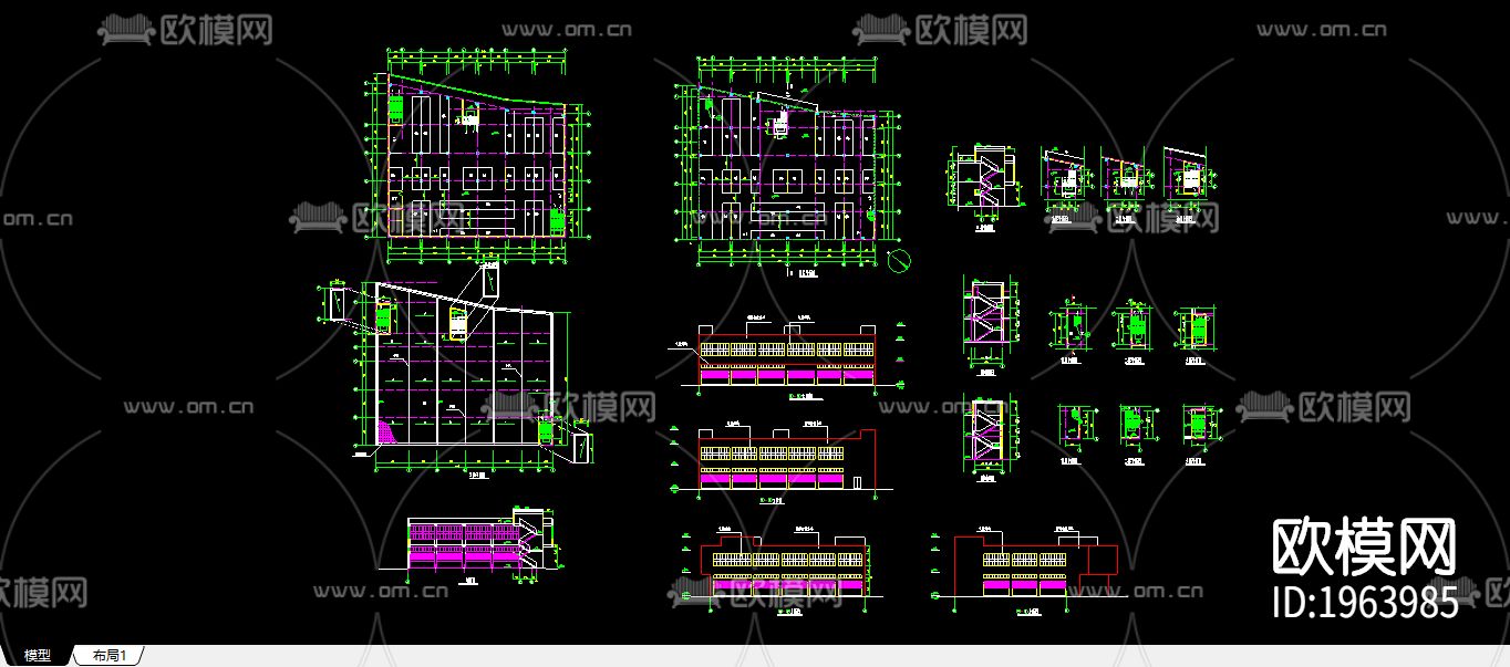 市场工程cad建筑图下载（渲染图1）