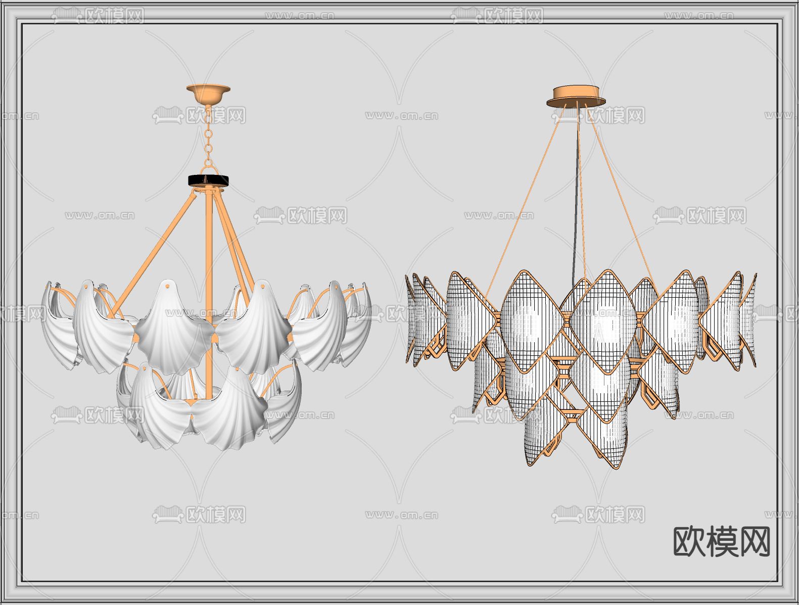 现代轻奢吊灯su模型下载（渲染图2）
