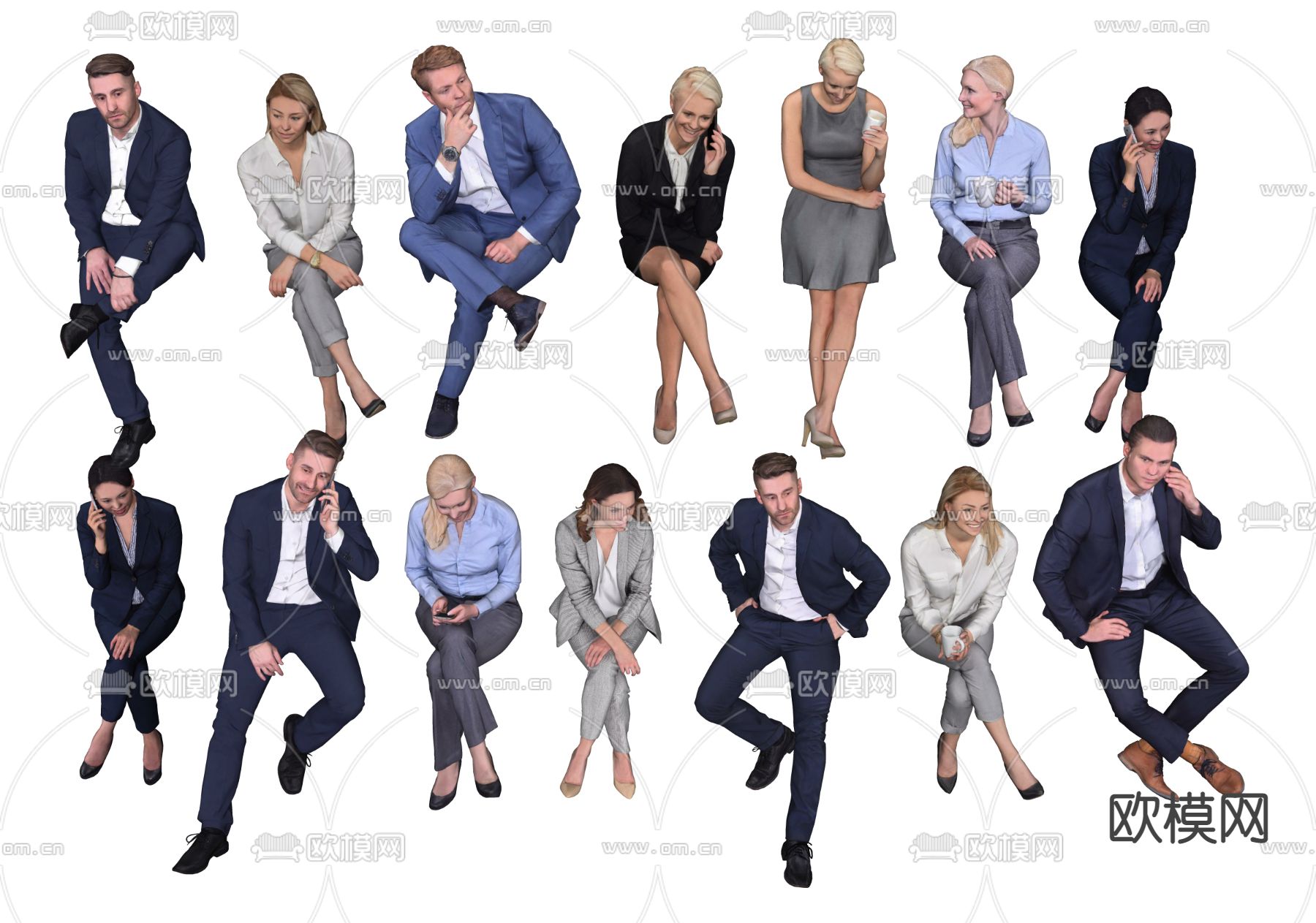 现代坐姿人物su模型下载（渲染图2）