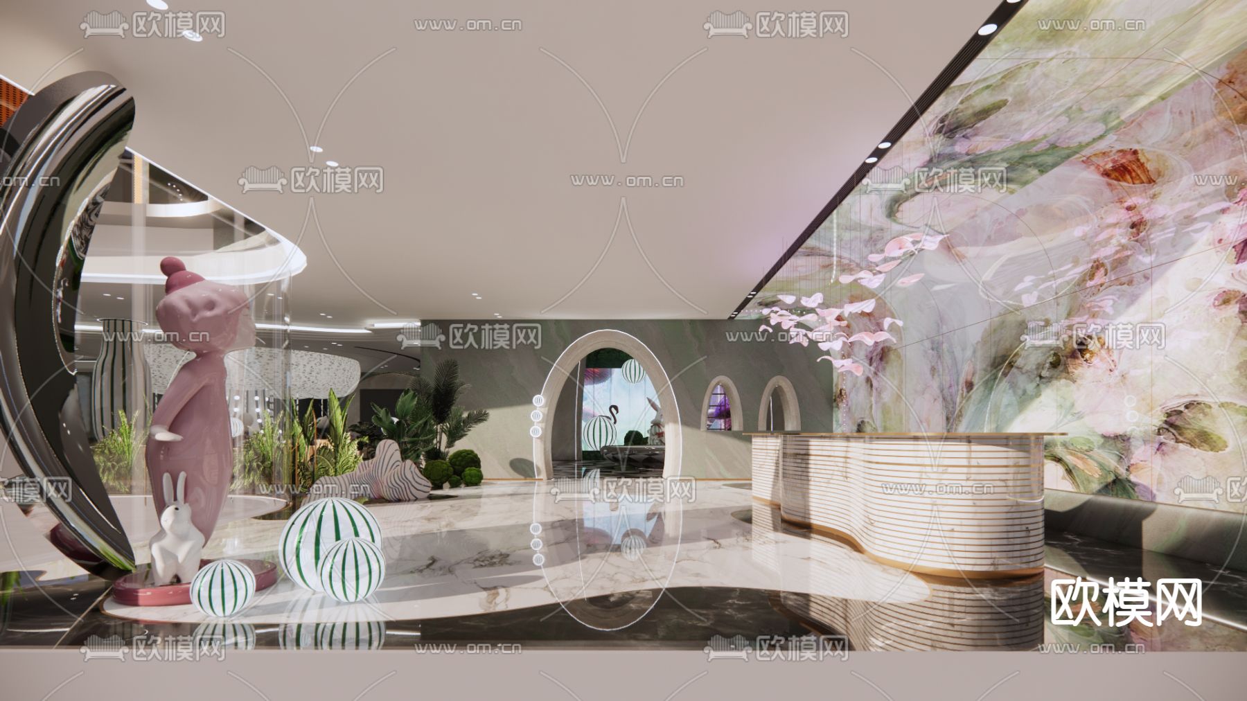 现代售楼处su模型下载（渲染图1）