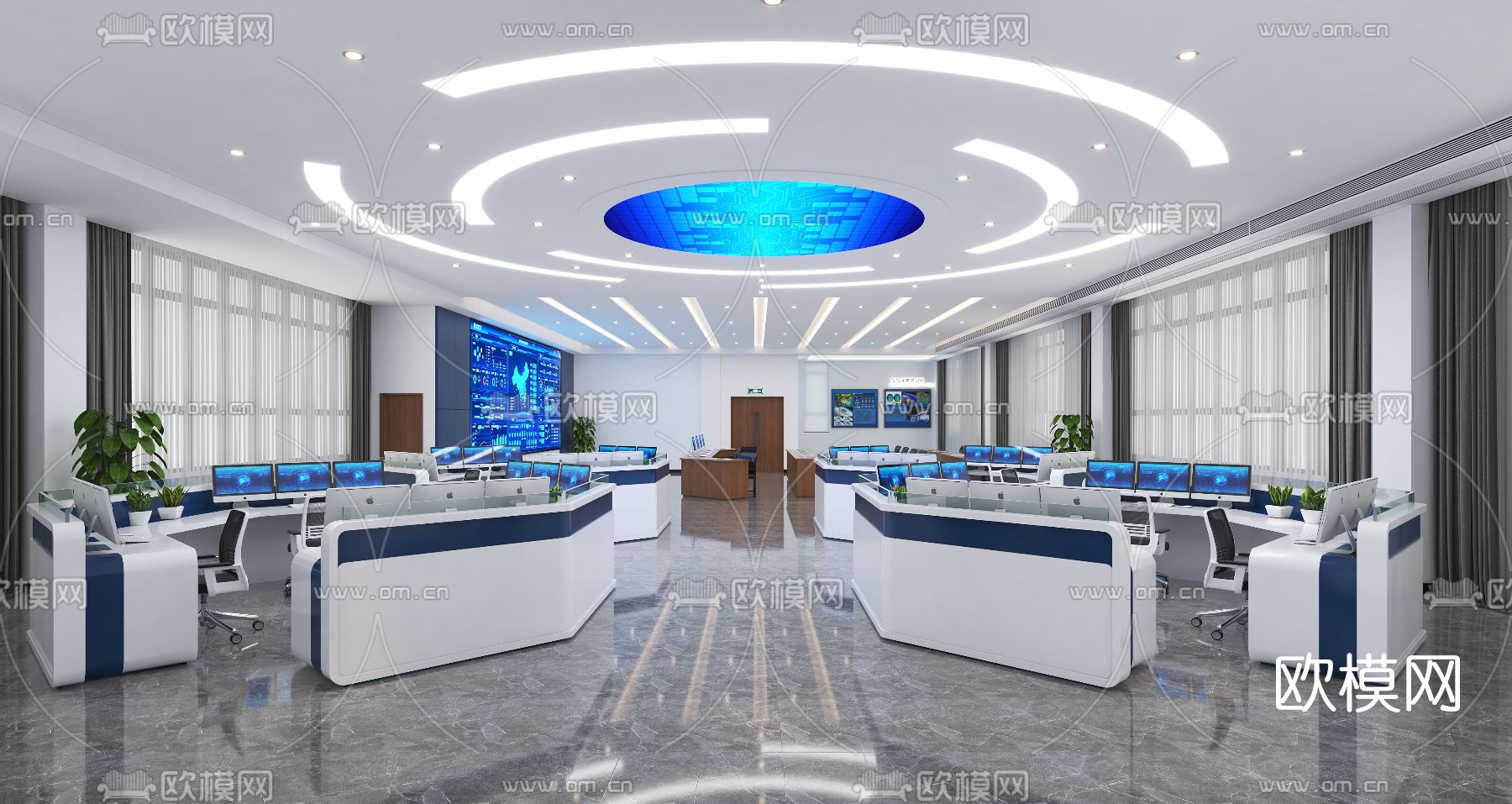 现代气象局监控室指挥中心3d模型
