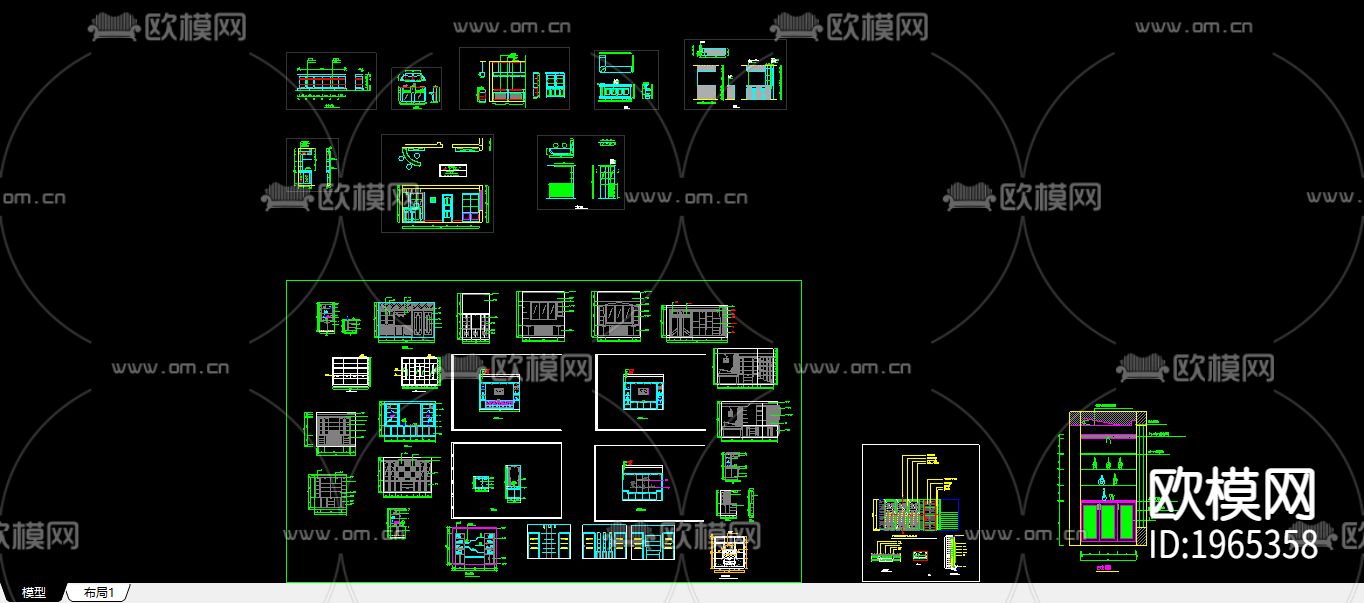 酒柜cad图块下载（渲染图1）