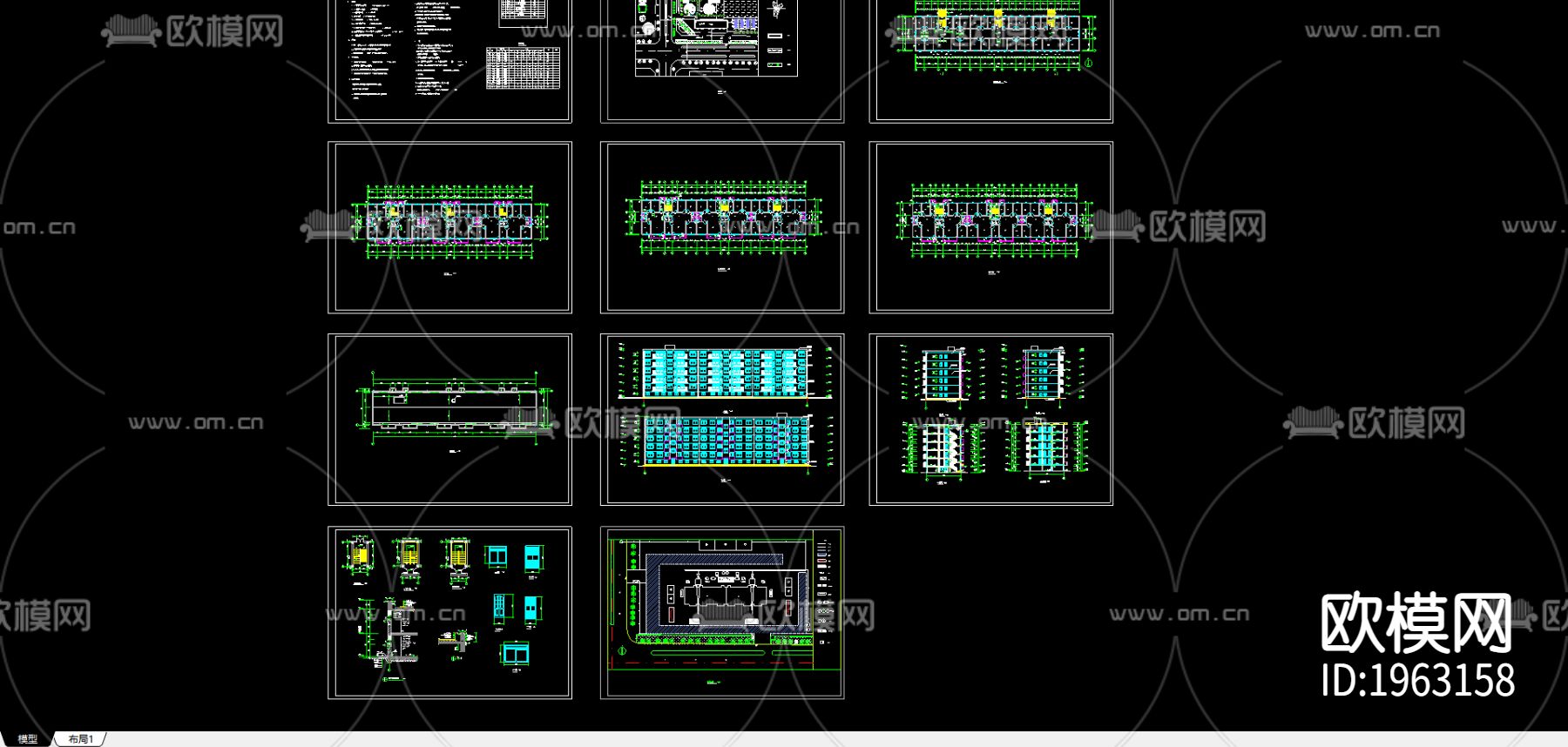 某小区住宅楼建筑设计图纸下载（渲染图1）