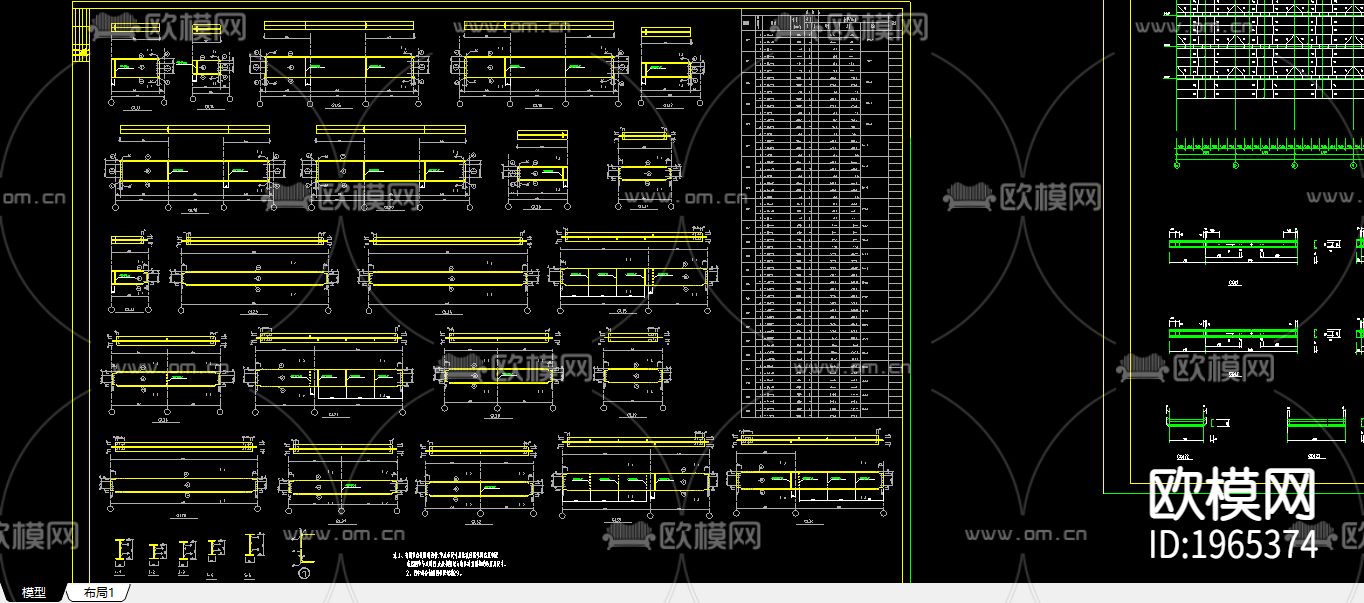 钢框架钢结构cad大样图下载（渲染图2）