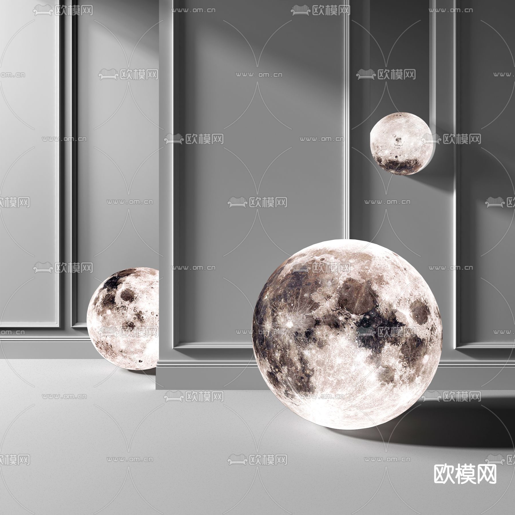 现代月球灯3d模型下载