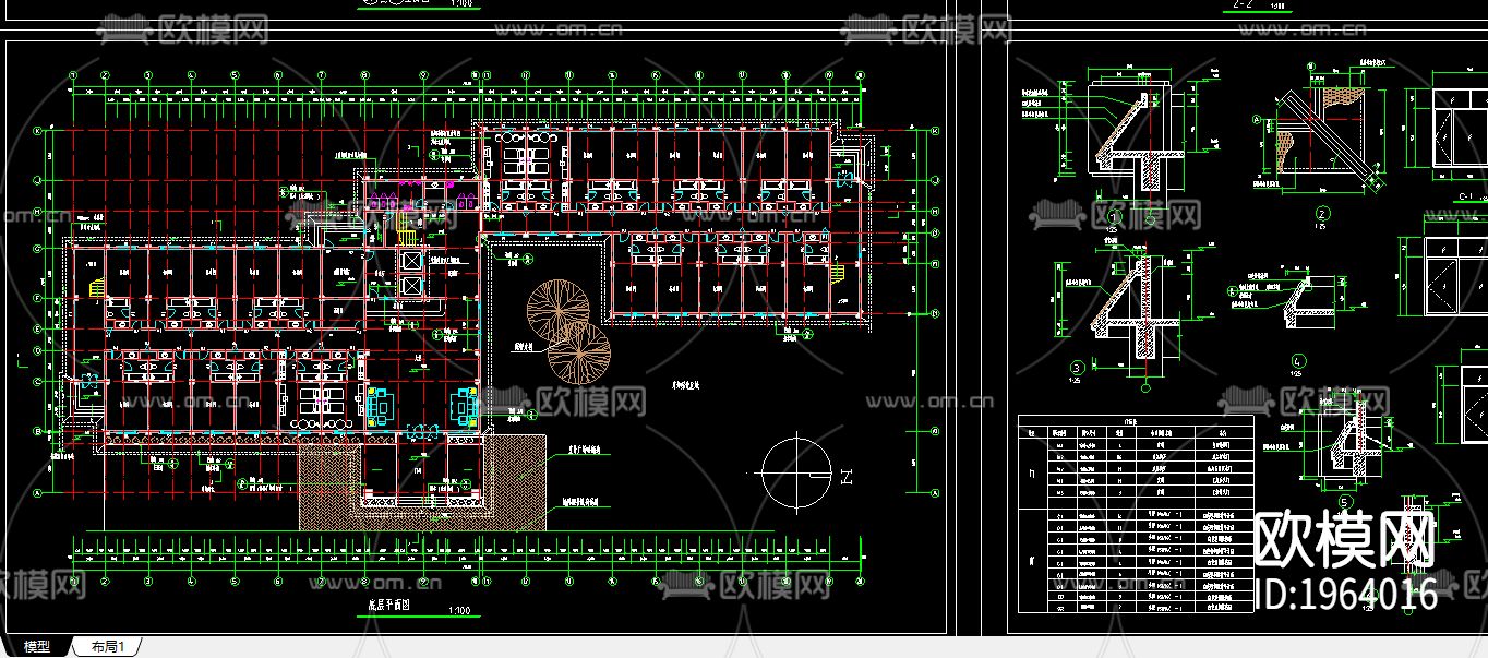 宾馆cad施工图下载（渲染图1）
