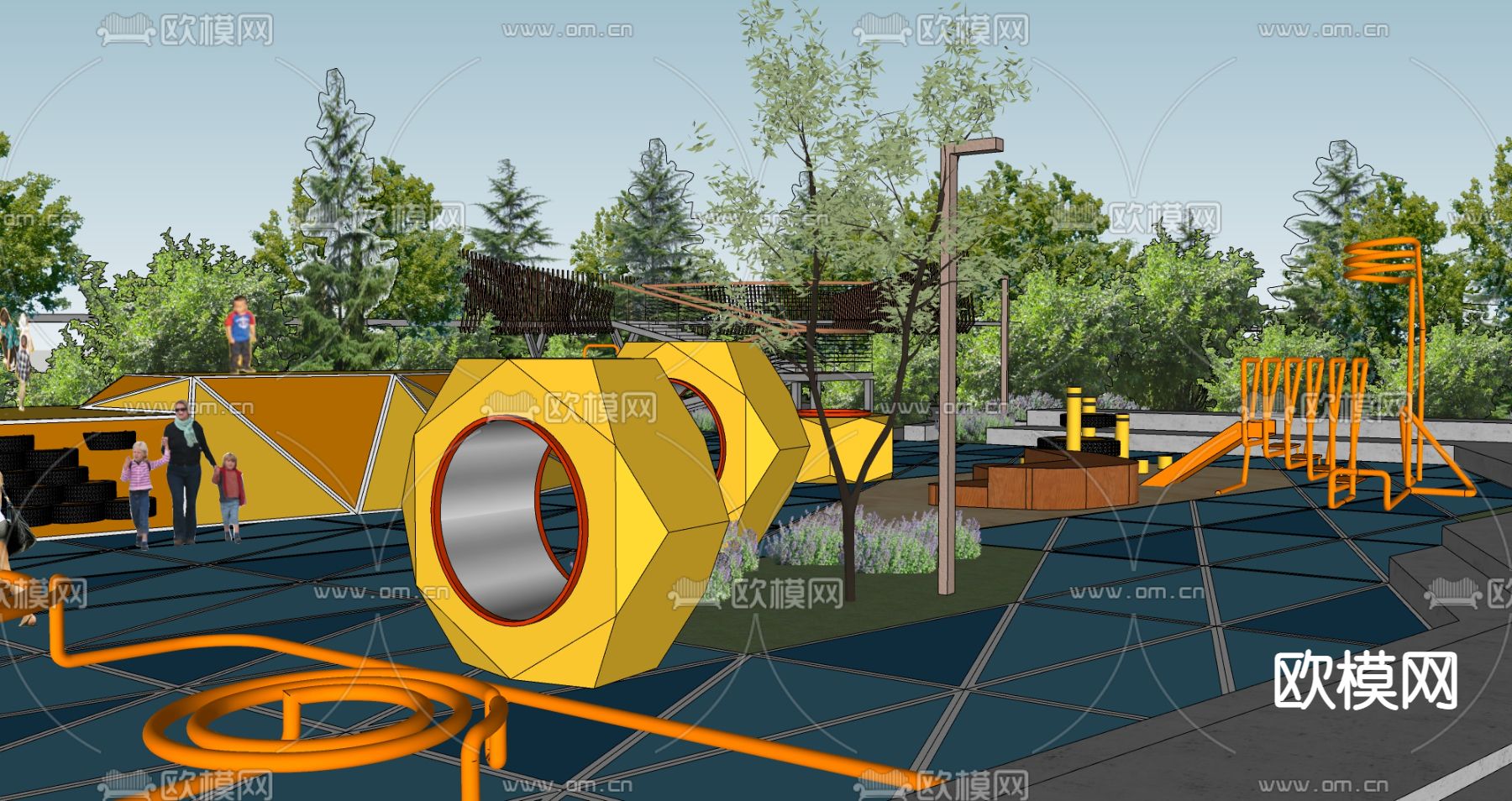 现代儿童主题游乐园su模型下载（渲染图2）