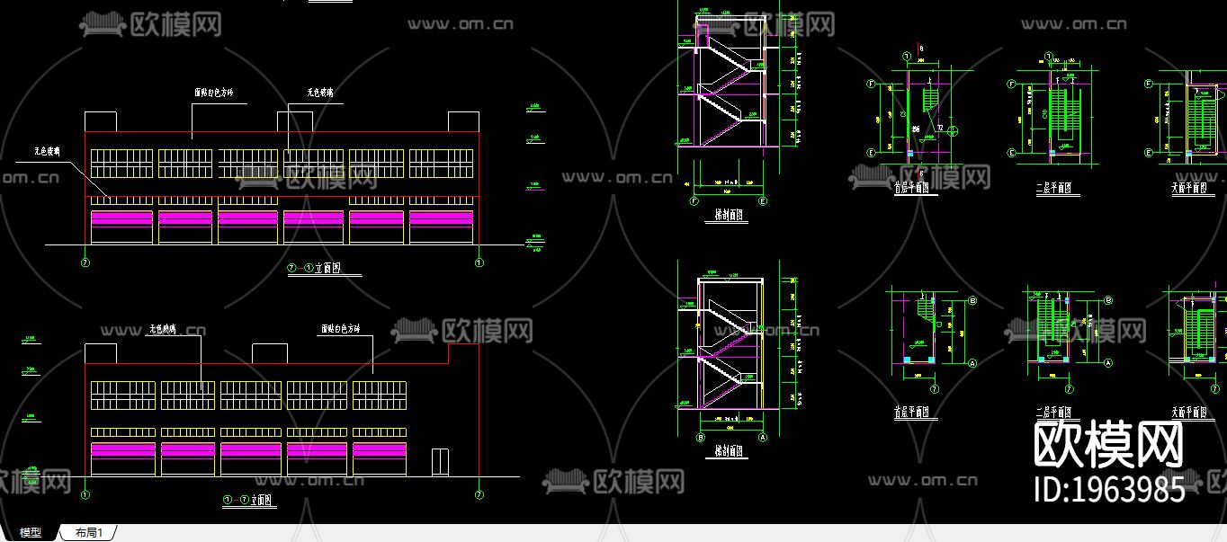 市场工程cad建筑图下载（渲染图2）