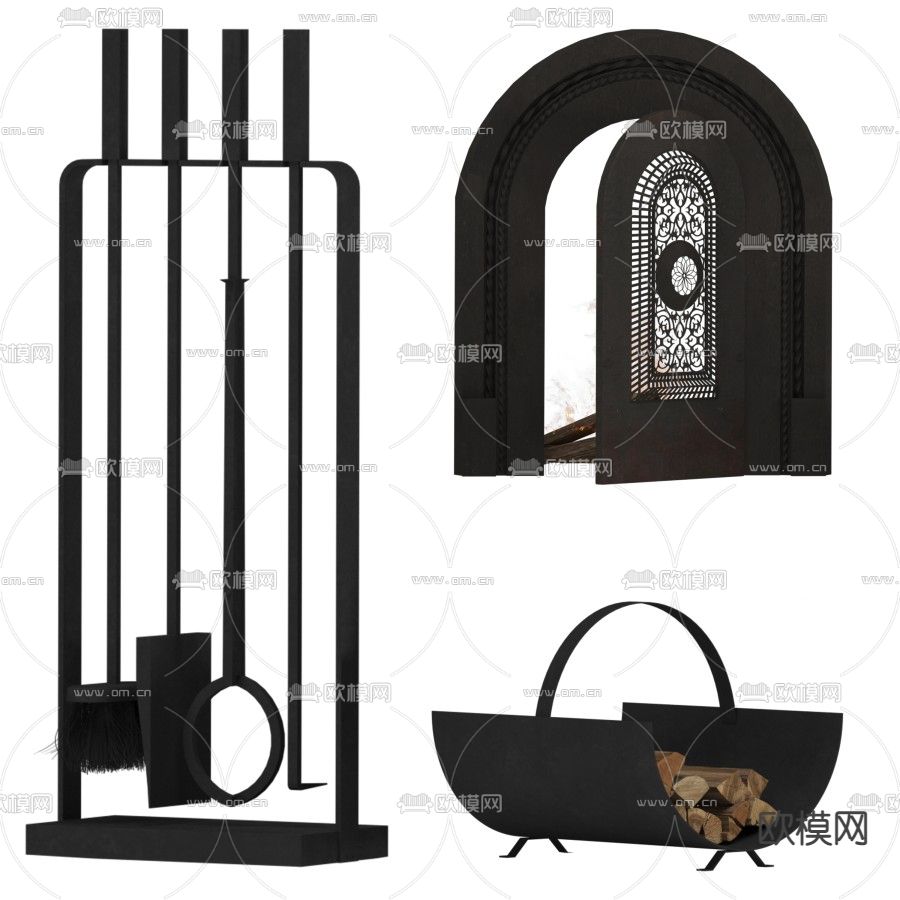 现代壁炉免费3d模型下载（渲染图3）