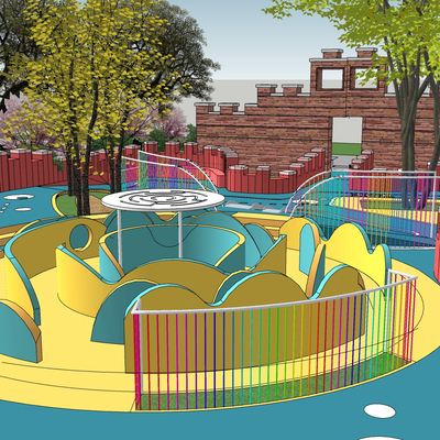  现代儿童游公园su模型 