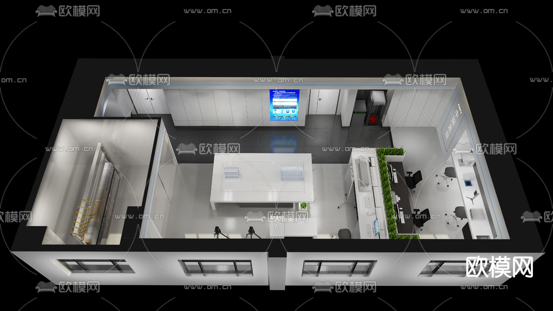 现代办公室免费3d模型下载（渲染图4）