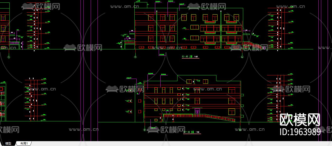 食堂cad施工图下载（渲染图3）