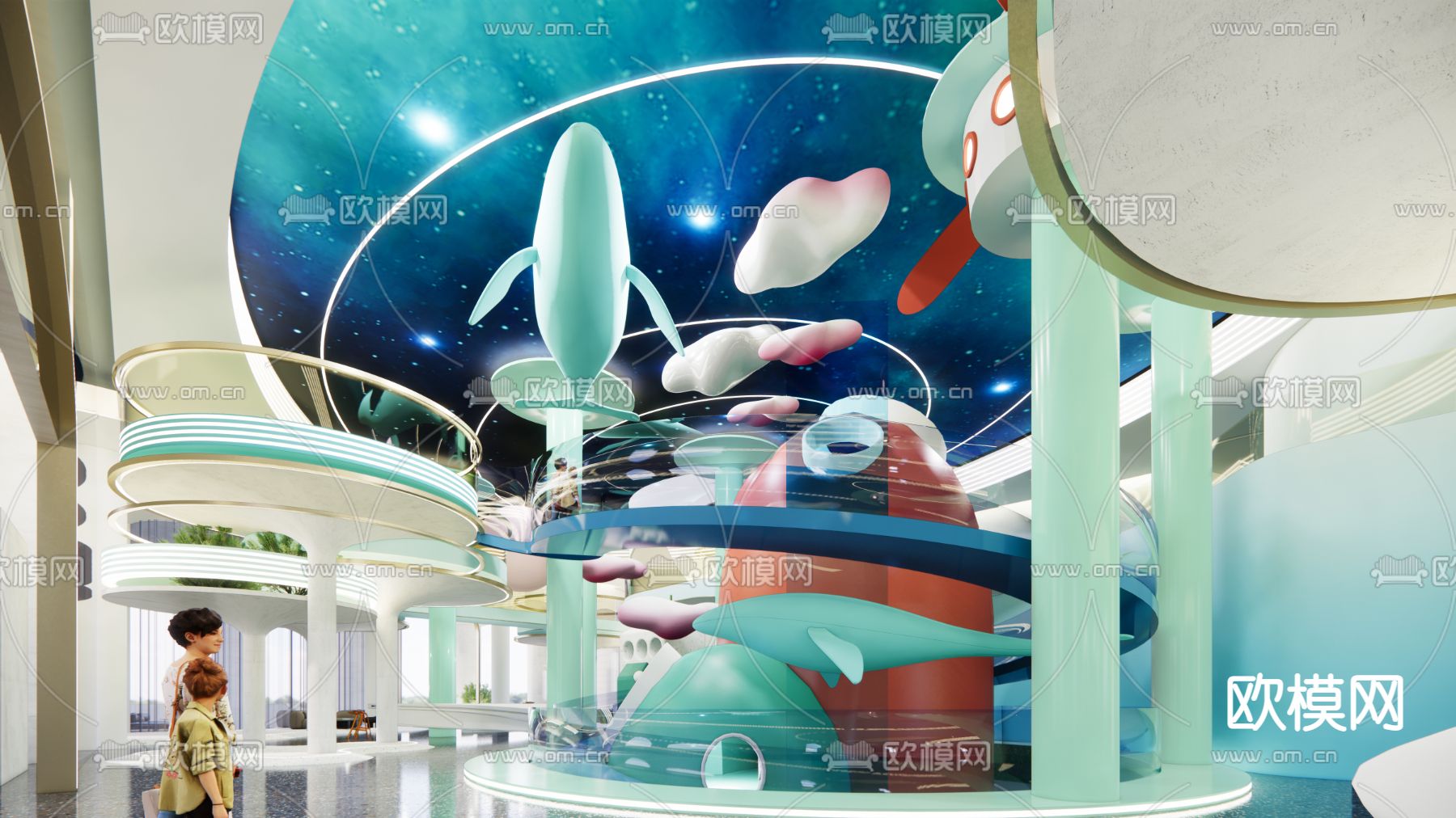 现代儿童淘气堡游乐园su模型下载（渲染图5）