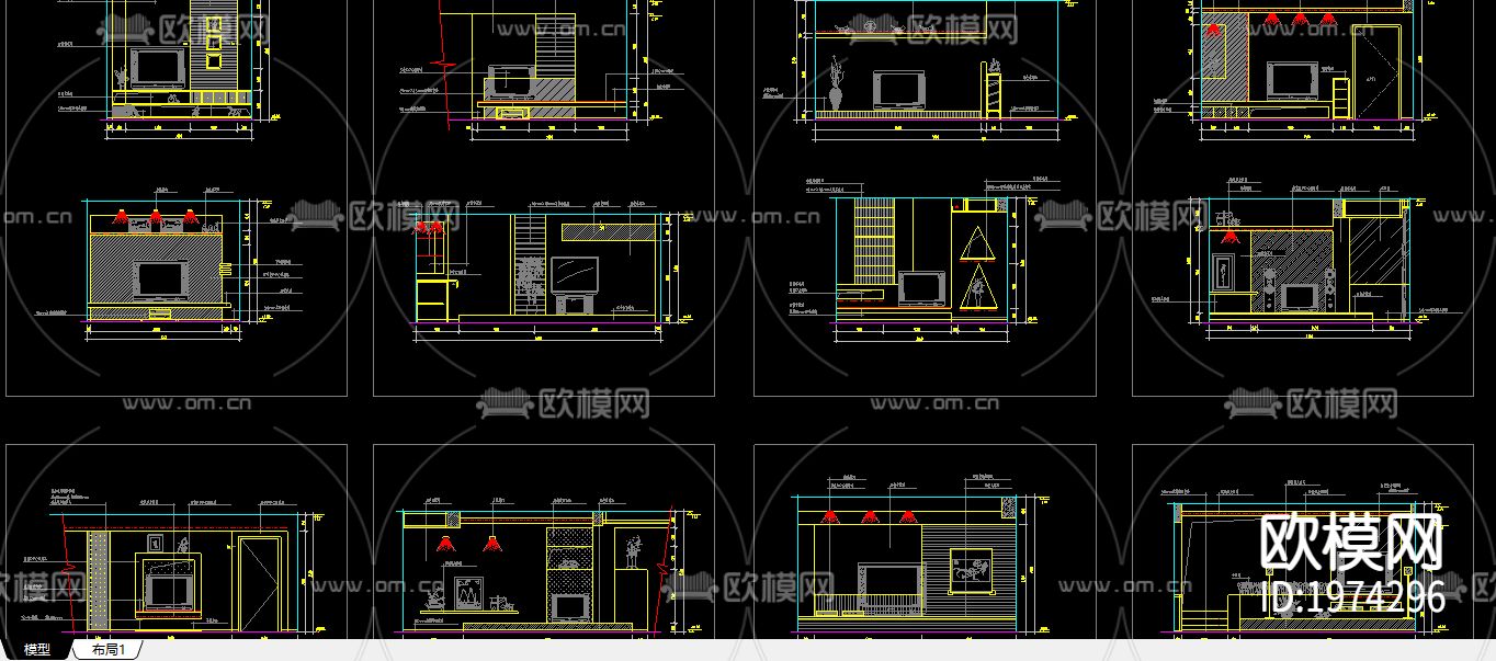 客厅cad施工图下载（渲染图3）