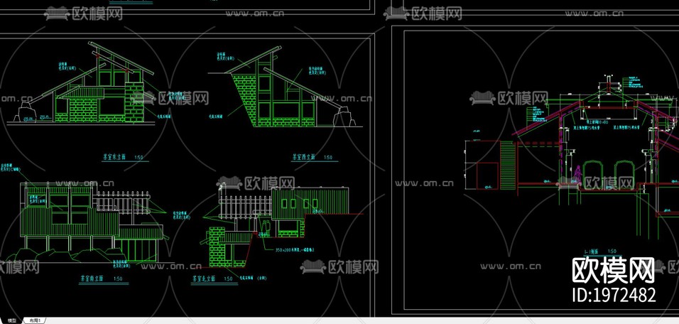 索道上部站茶室建施圖下載(渲染圖1)