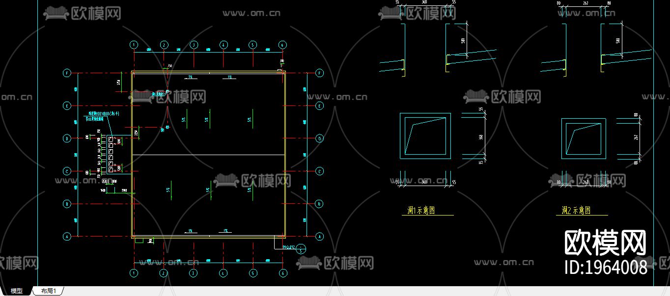 办公楼cad施工图下载（渲染图2）