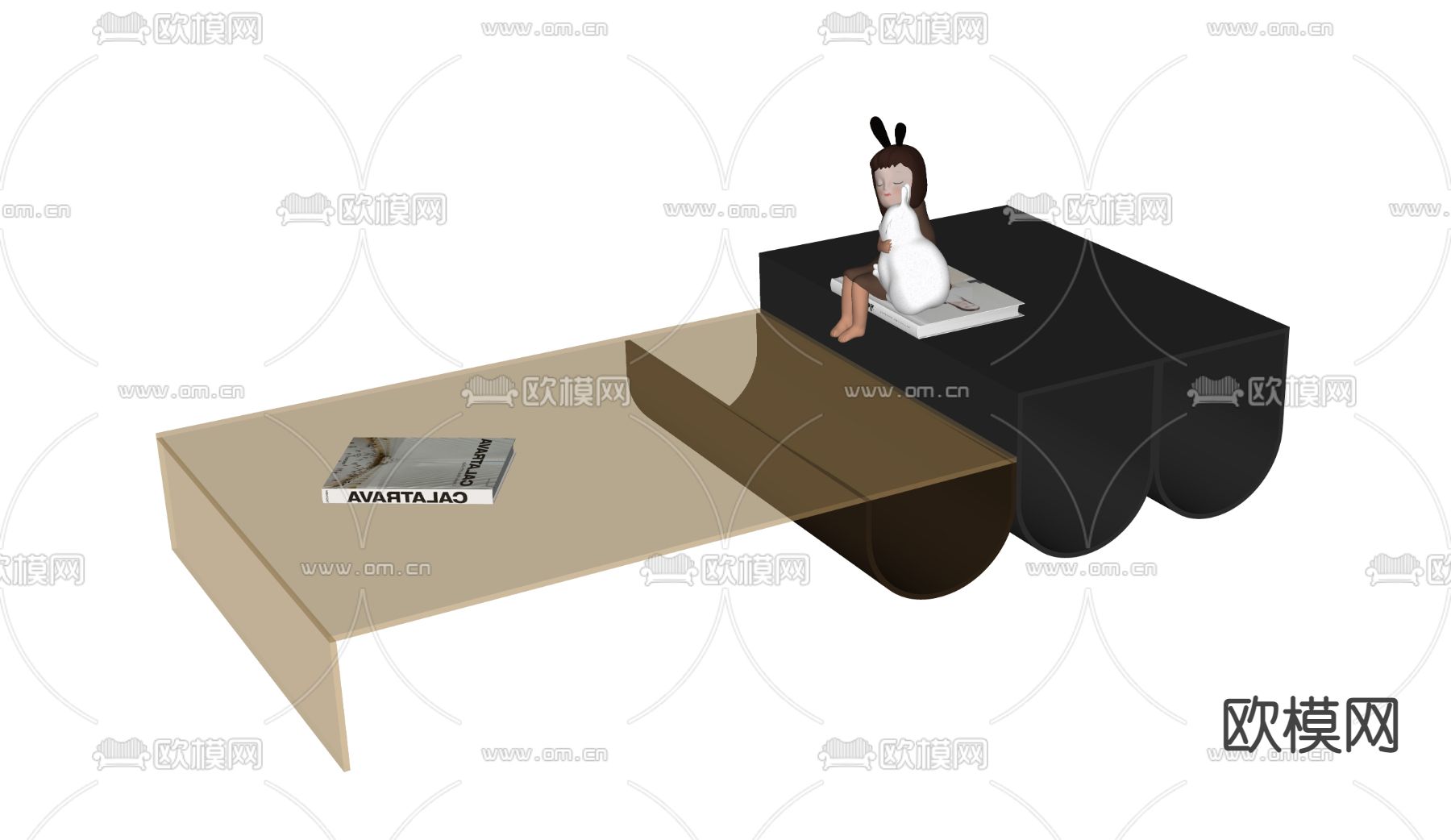 现代轻奢茶几su模型下载（渲染图3）