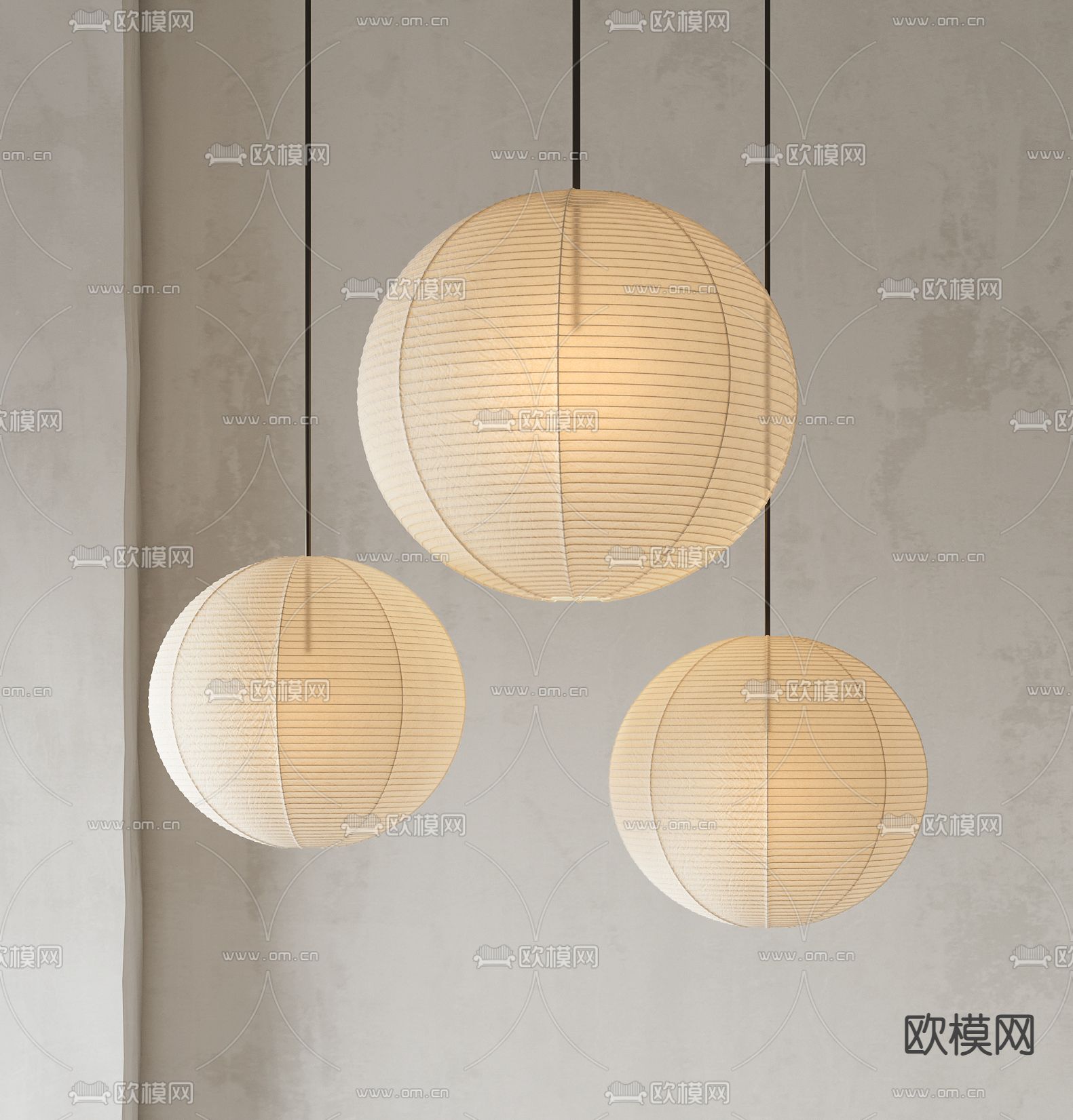 侘寂球形吊灯su模型下载（渲染图1）