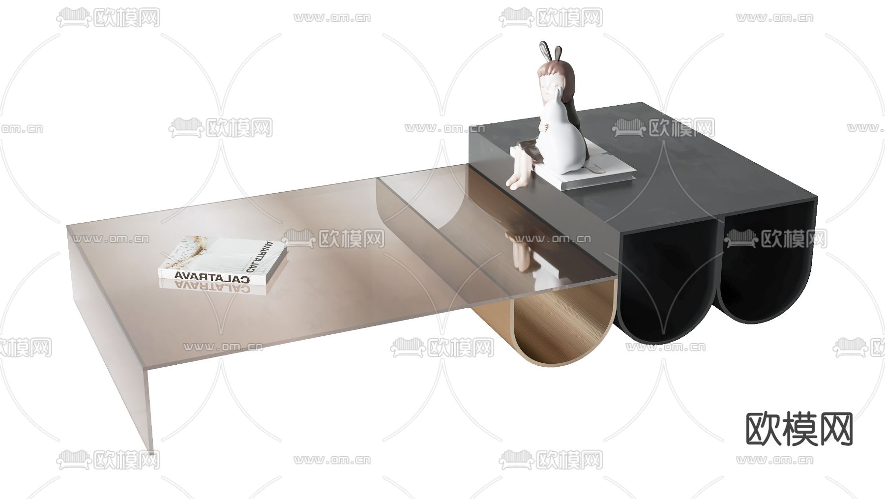 现代轻奢茶几su模型下载（渲染图2）