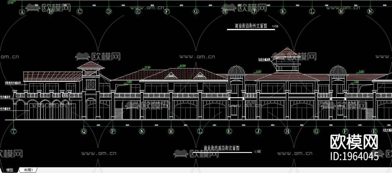 商业街建筑立面下载（渲染图2）